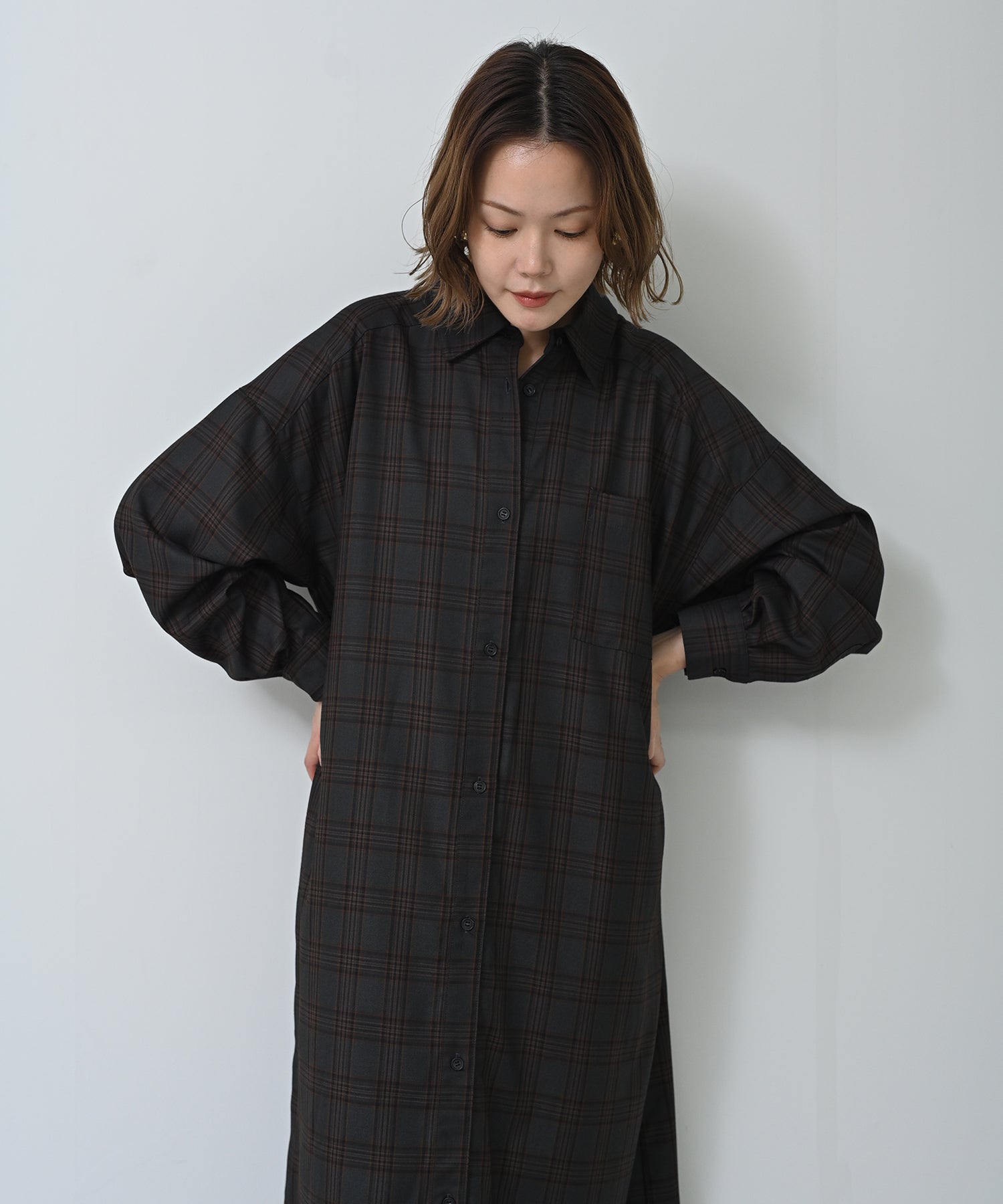 チャコール×オレンジチェック model:H167