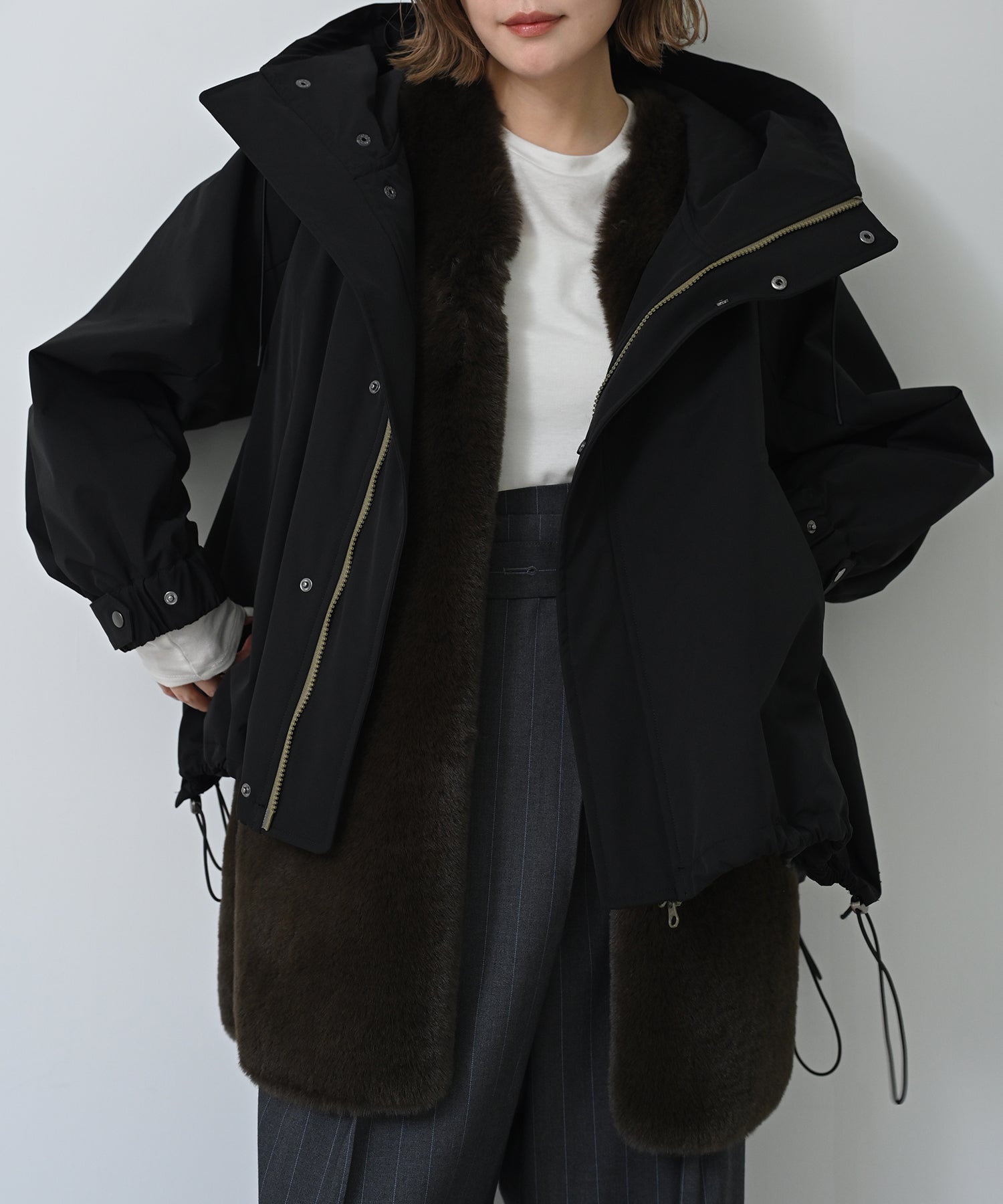 Tech Coat & Faux Fur Vest