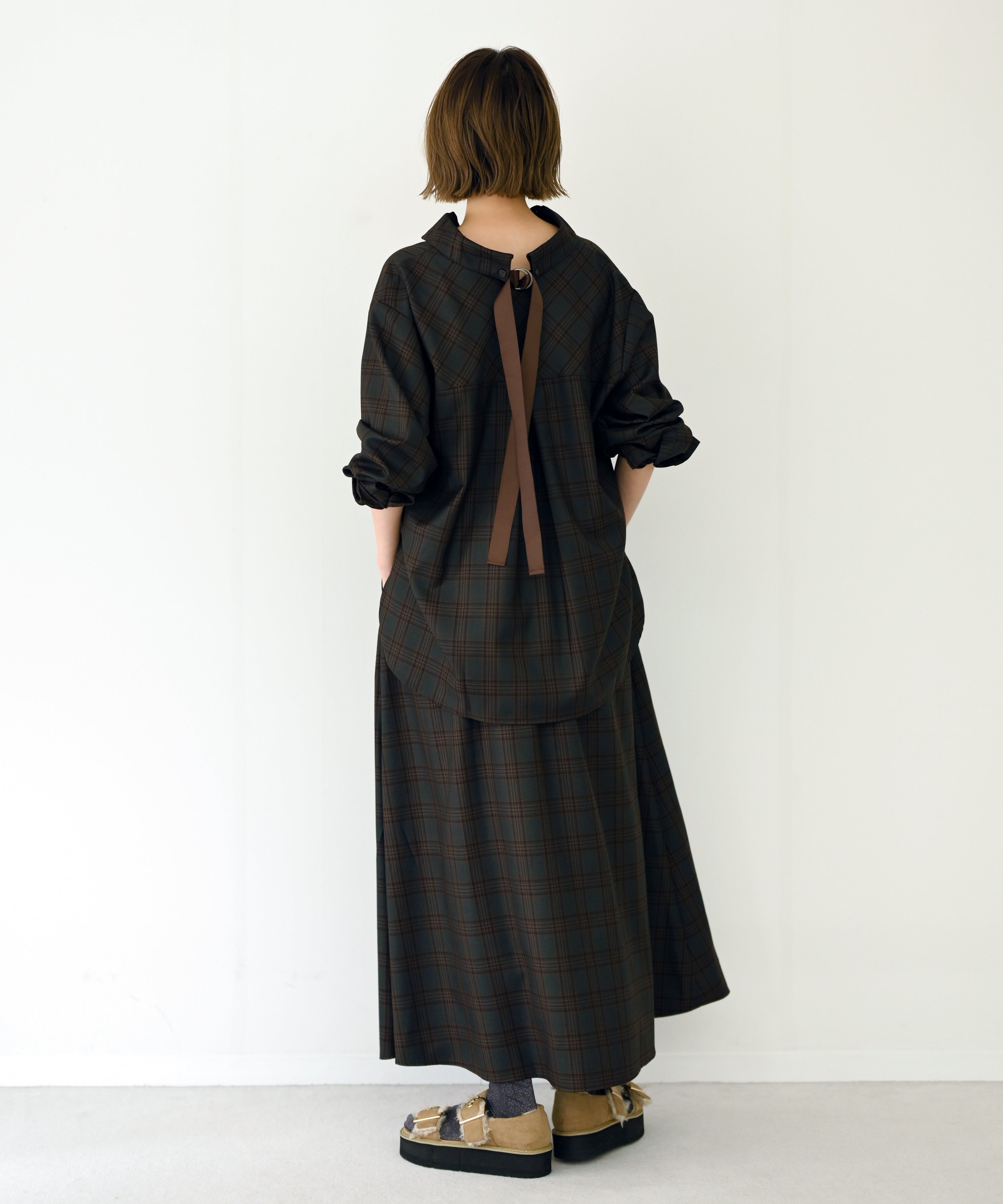 チャコール×オレンジチェック model:H167