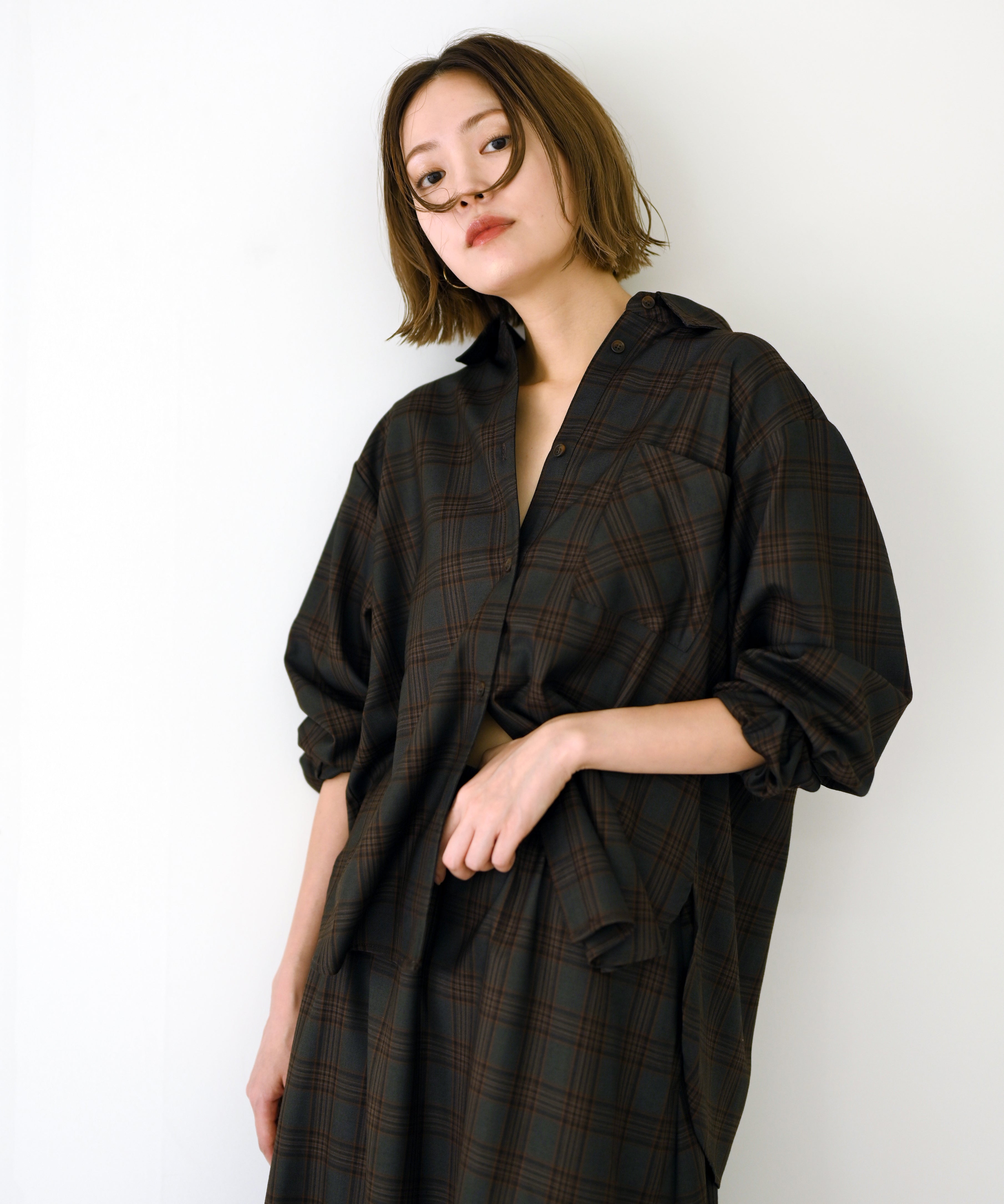 チャコール×オレンジチェック model:H167