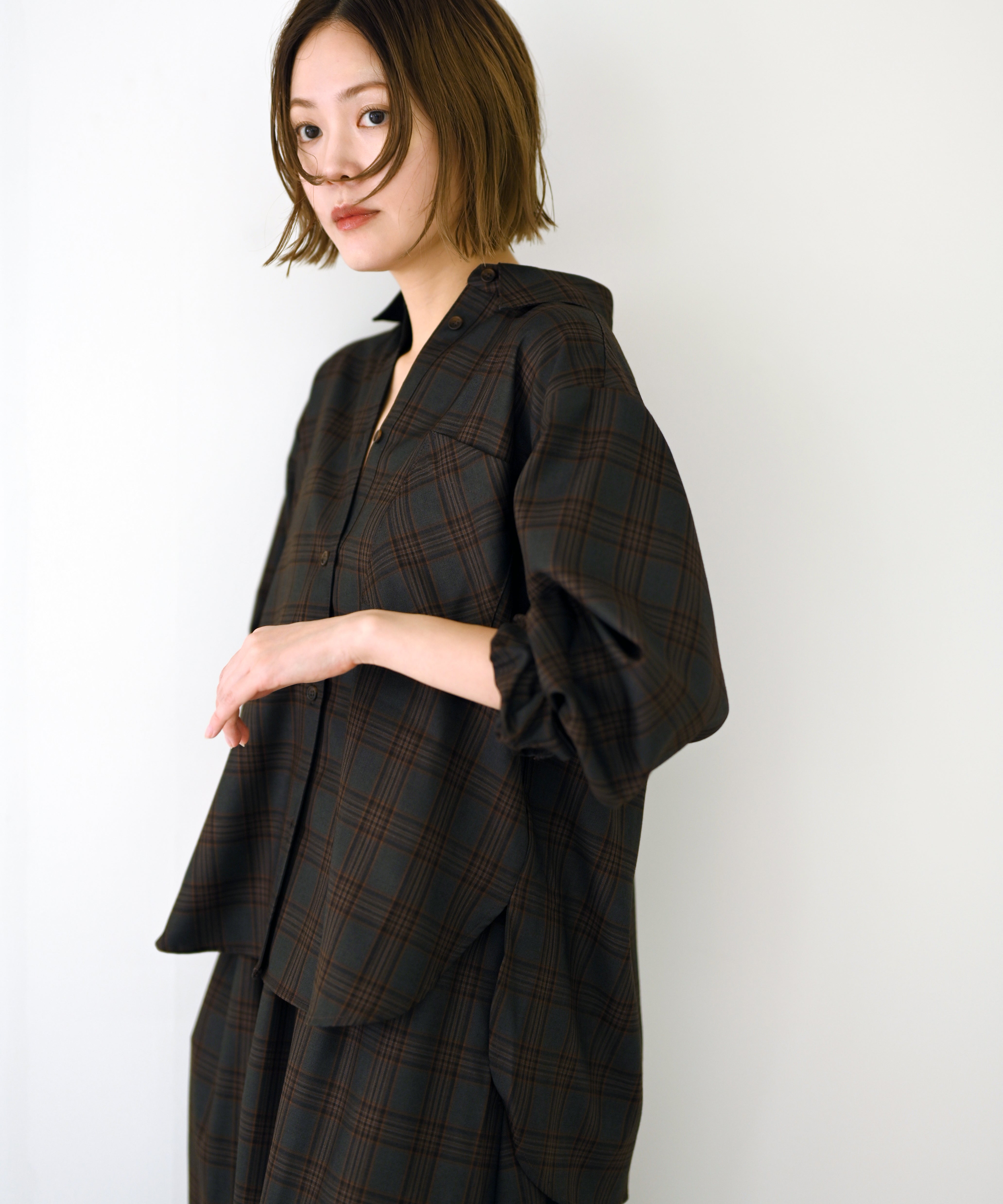 チャコール×オレンジチェック model:H167