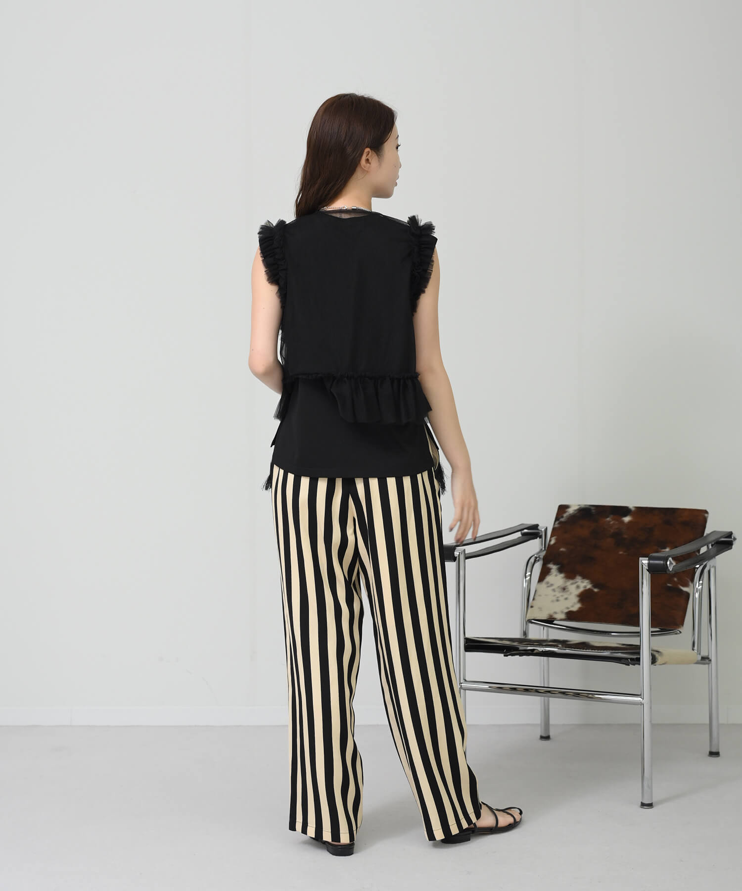 【Timesale】ストライプポケットフリンジパンツ