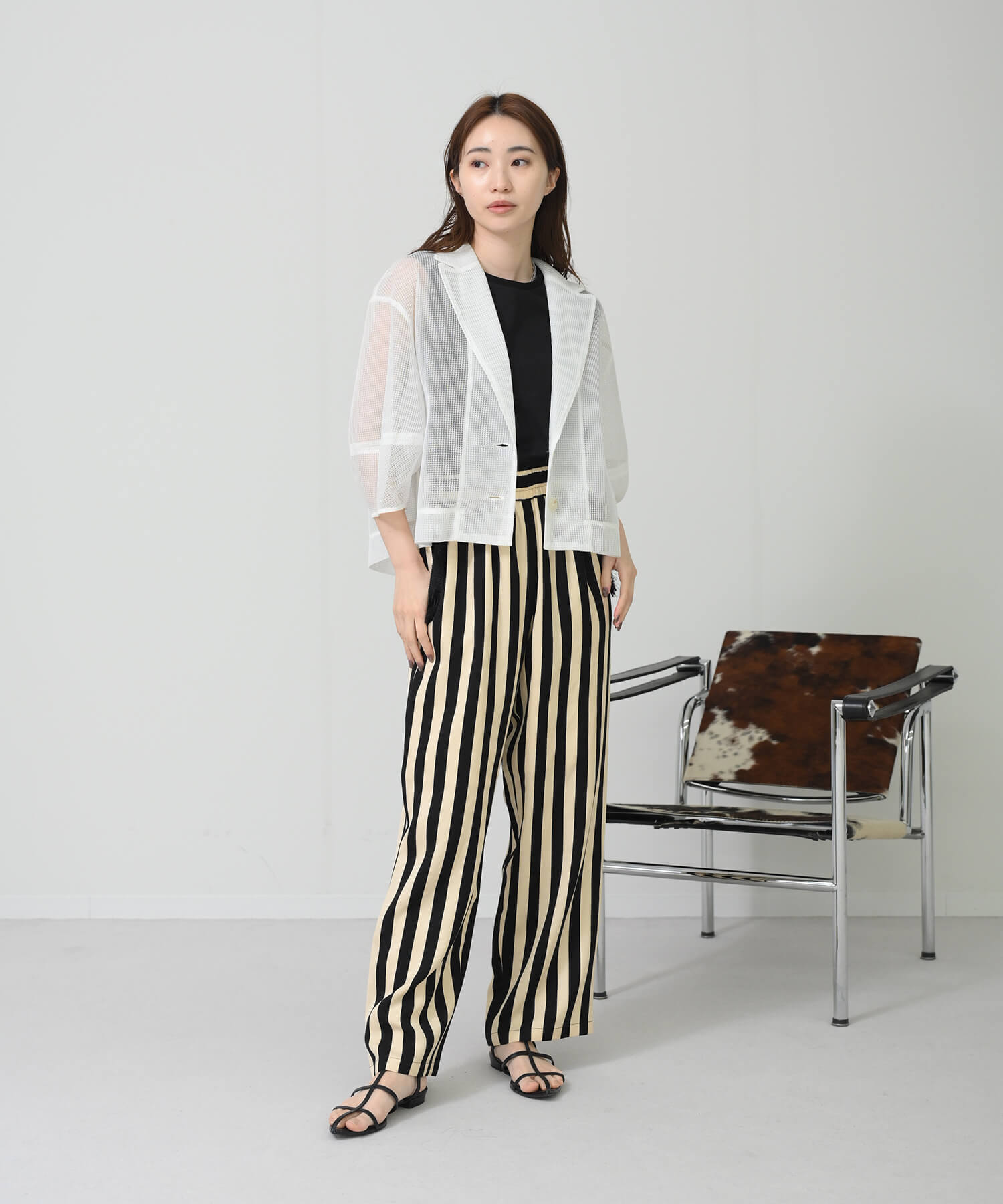 【Timesale】ストライプポケットフリンジパンツ