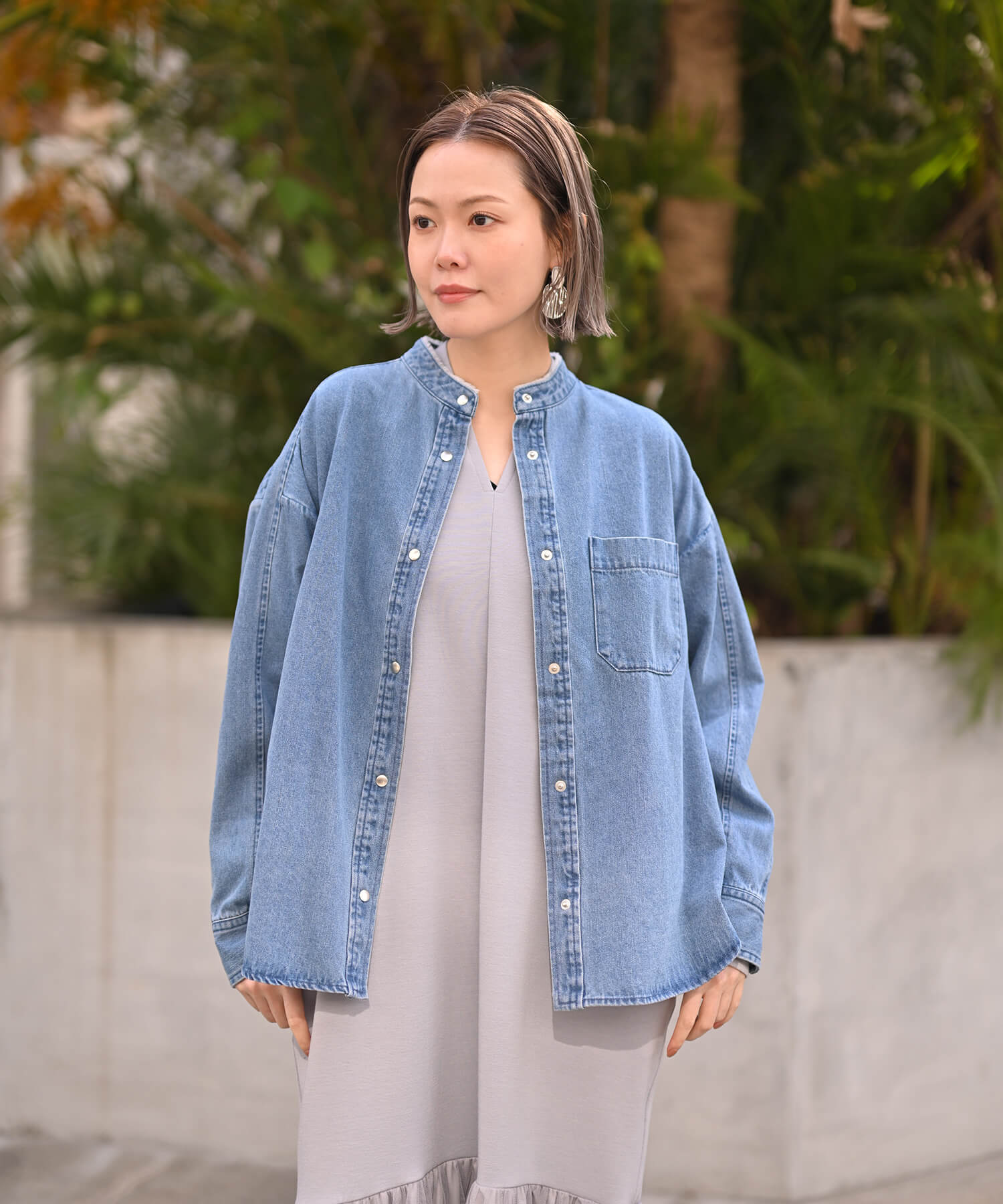 Back-Frill Denim Blouse