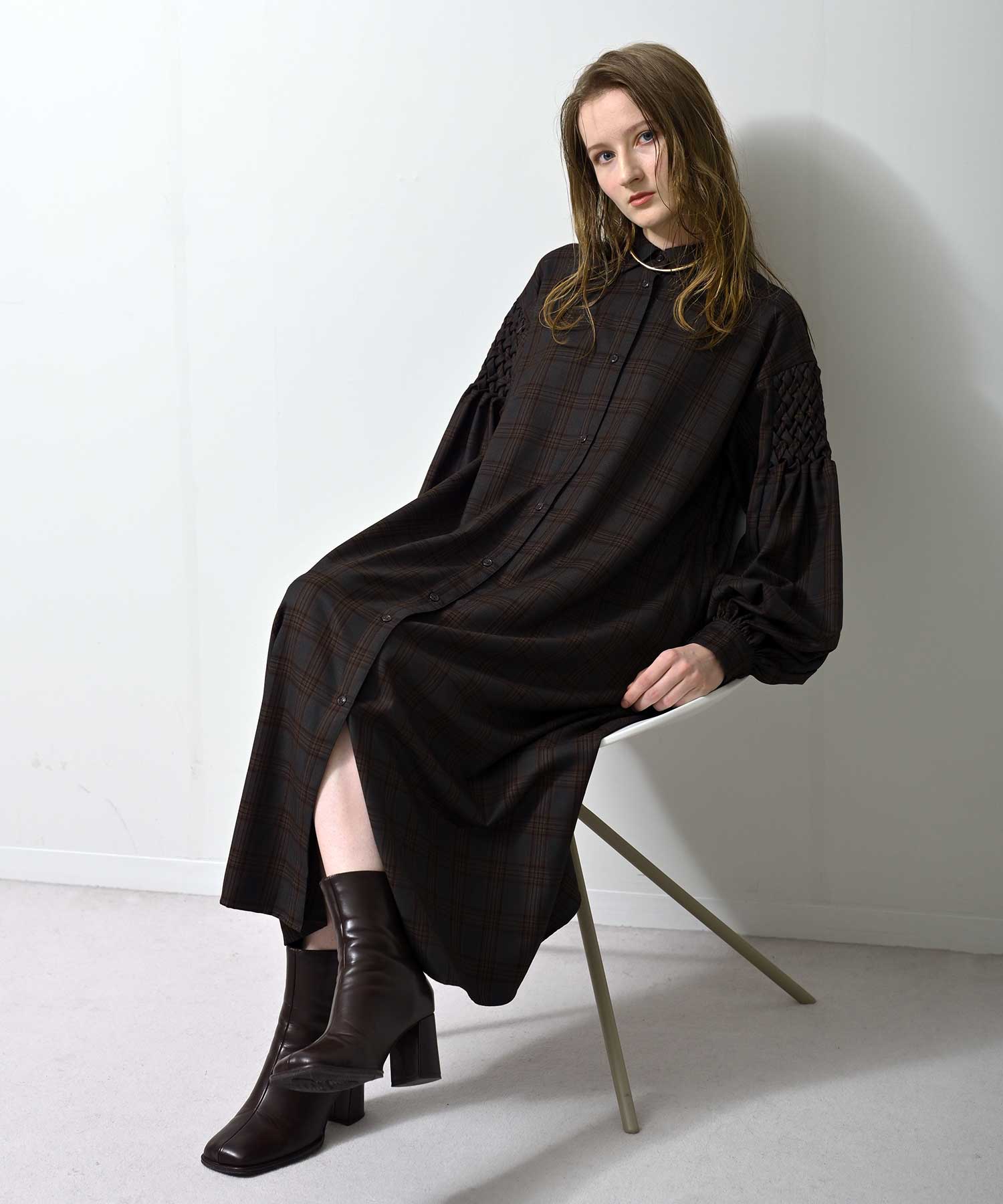 model:H170 チャコール×オレンジチェック