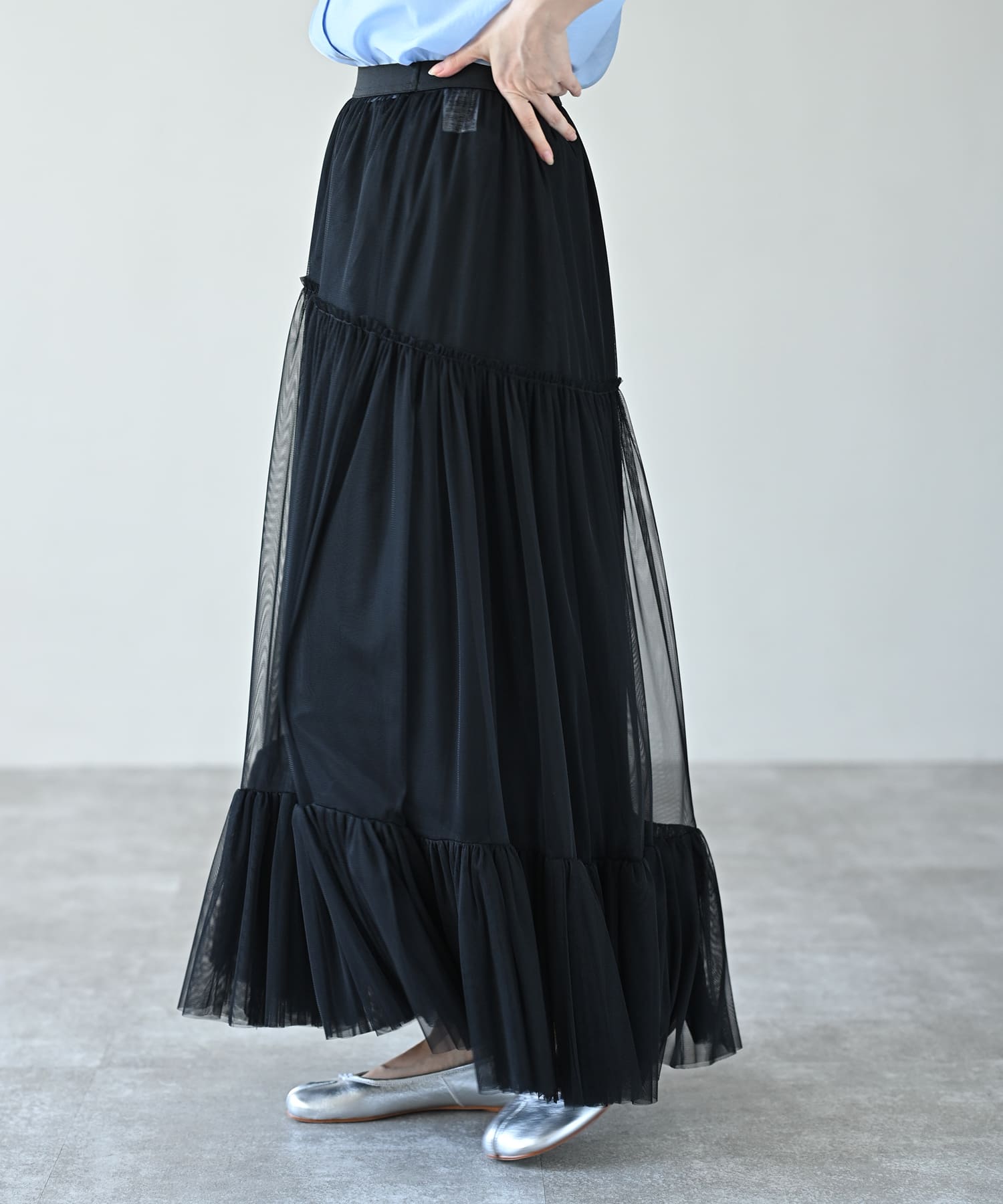 【Timesale】ギャザーチュールティアードスカート