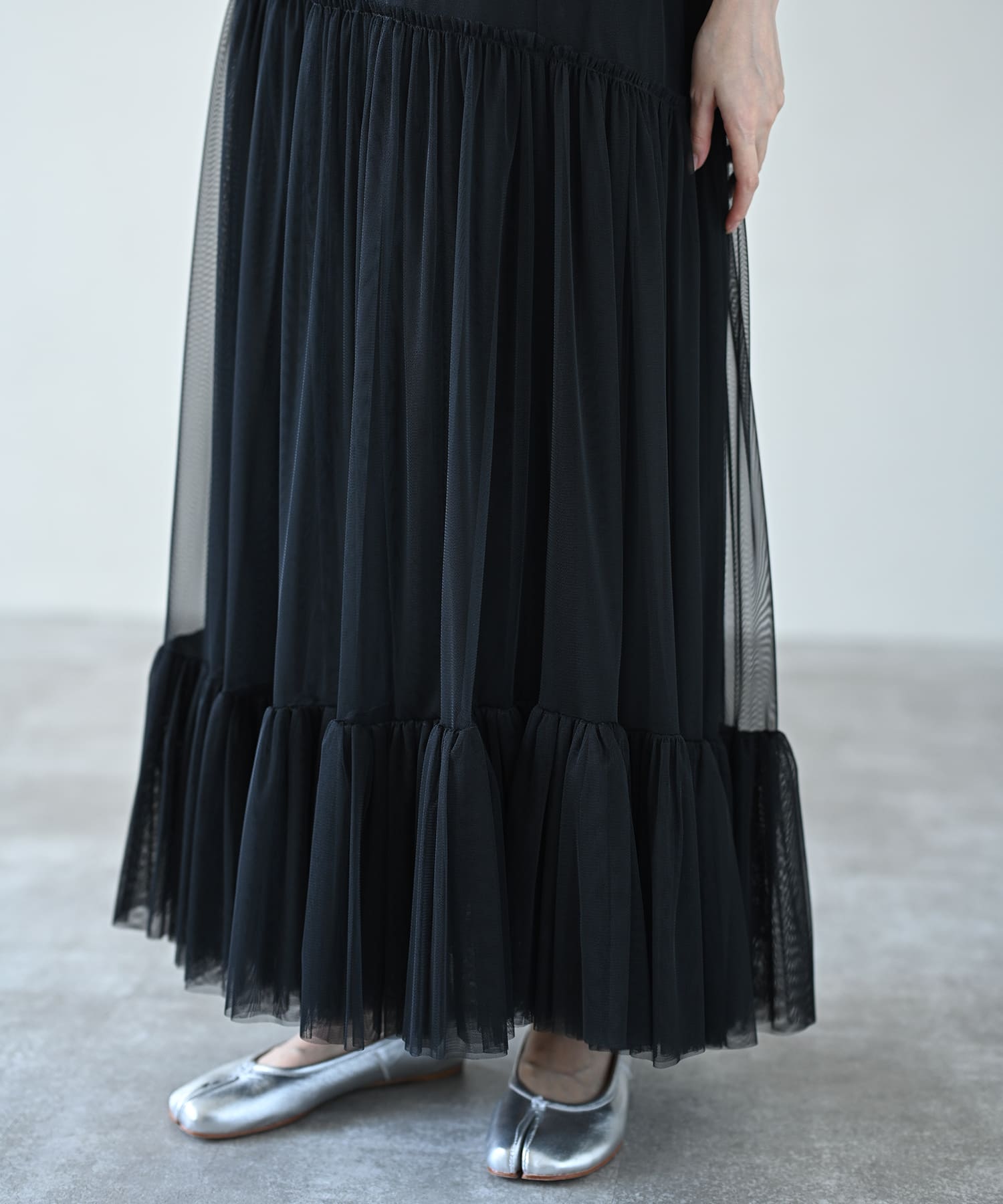 【Secretsale】ギャザーチュールティアードスカート