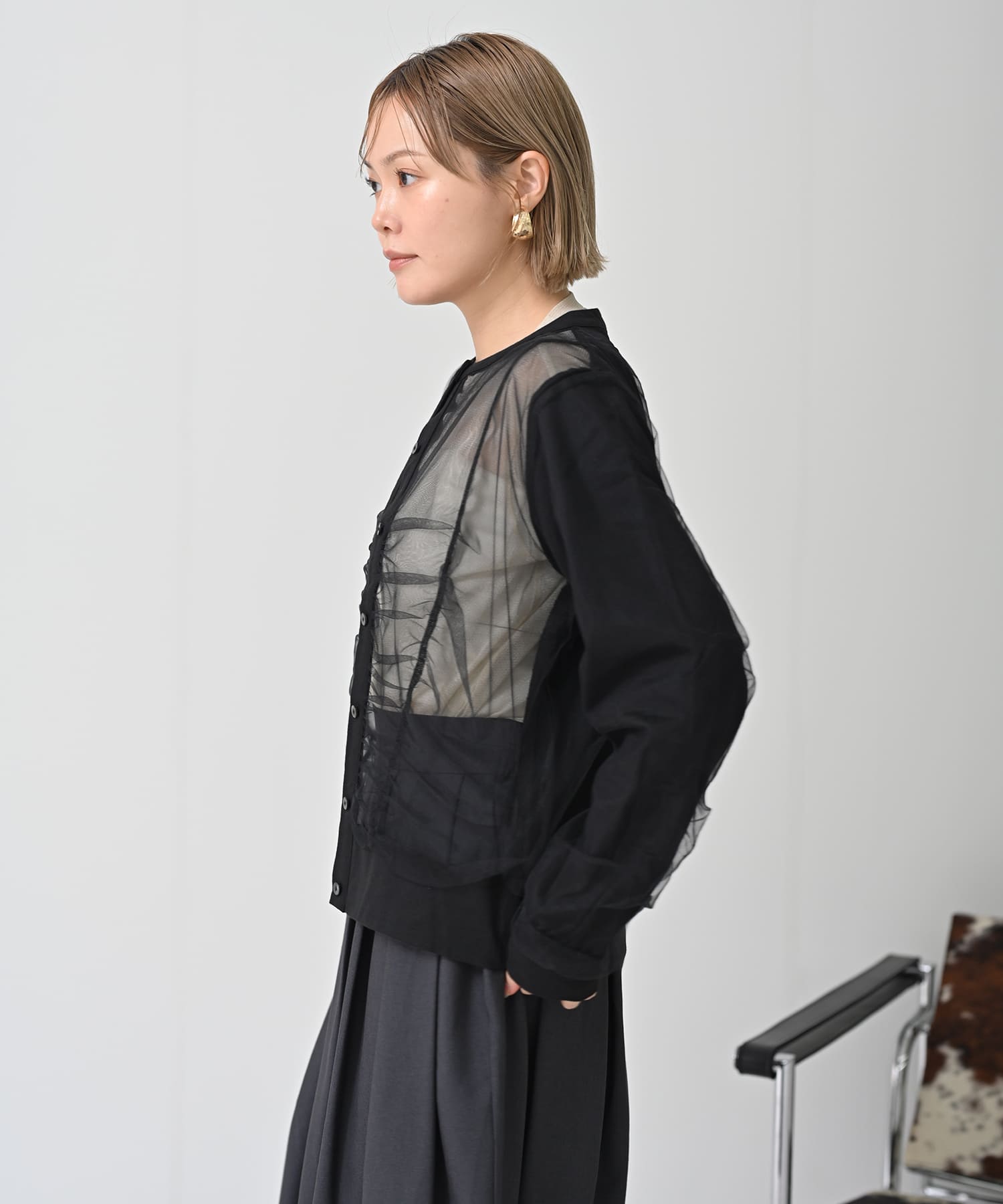 【Timesale】フロントチュールカーディガン