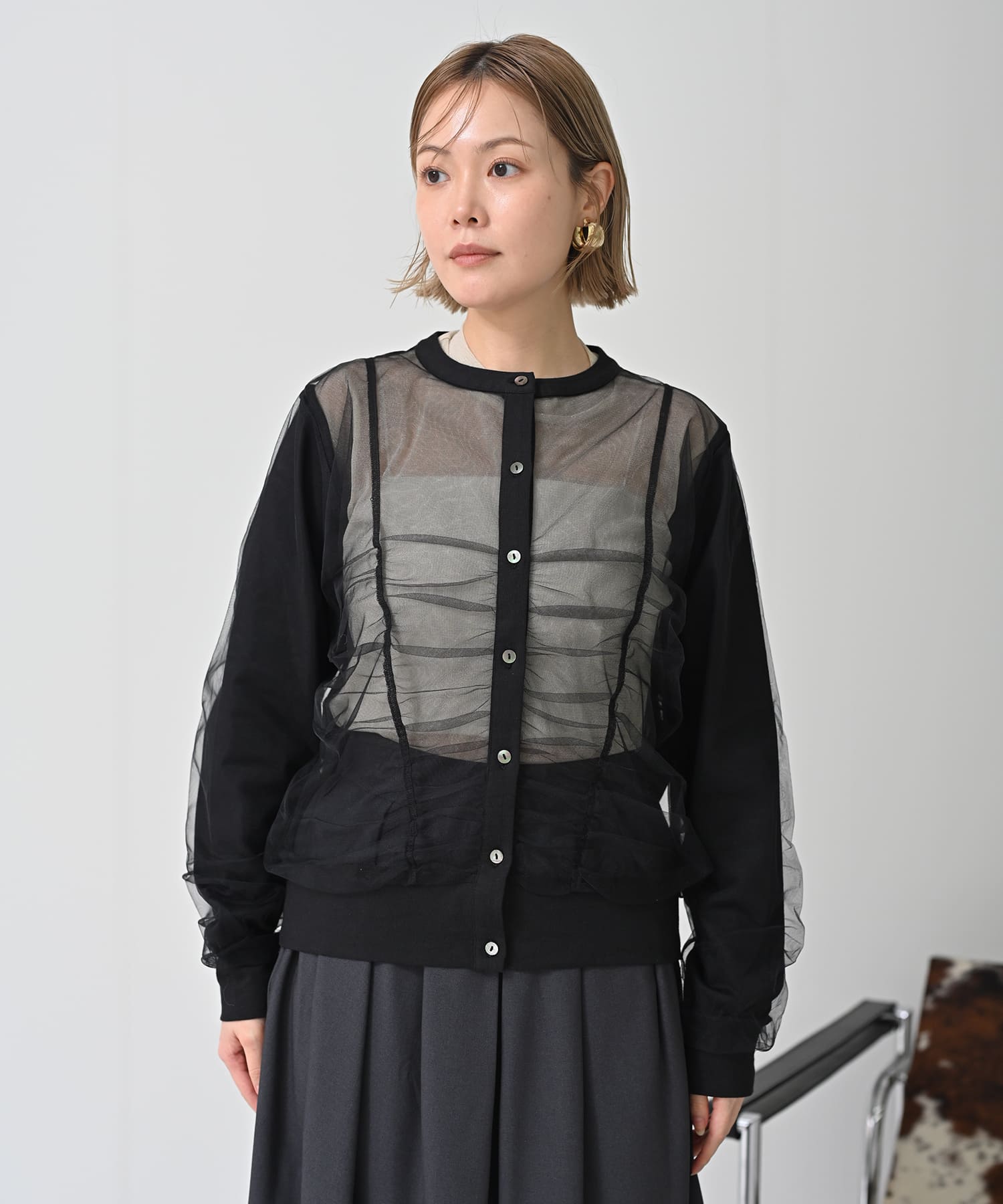 【Timesale】フロントチュールカーディガン