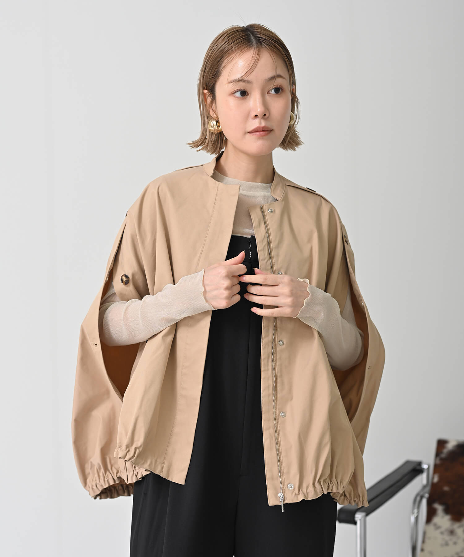【Secretsale】Side Button Poncho