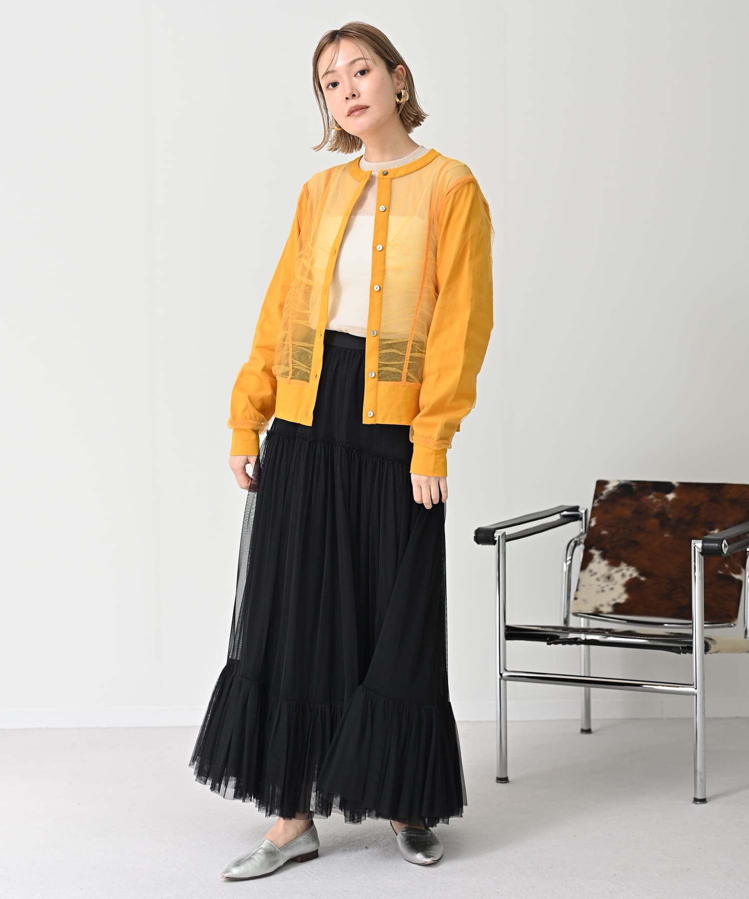 【Timesale】フロントチュールカーディガン