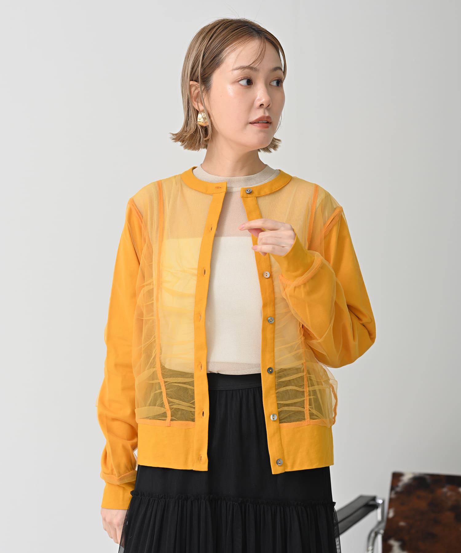 【Timesale】フロントチュールカーディガン