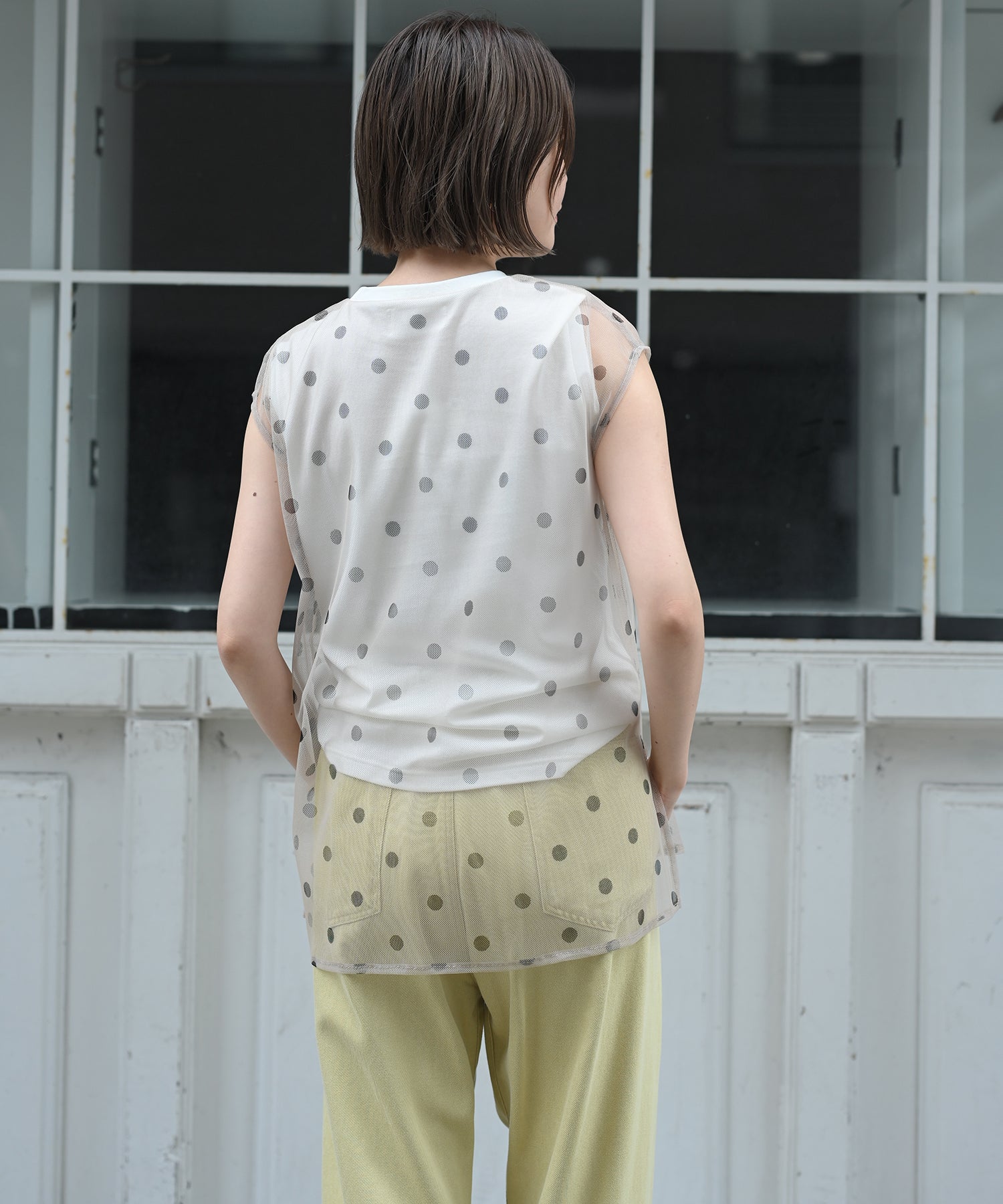 ドットチュール<br>ノースリーブトップス