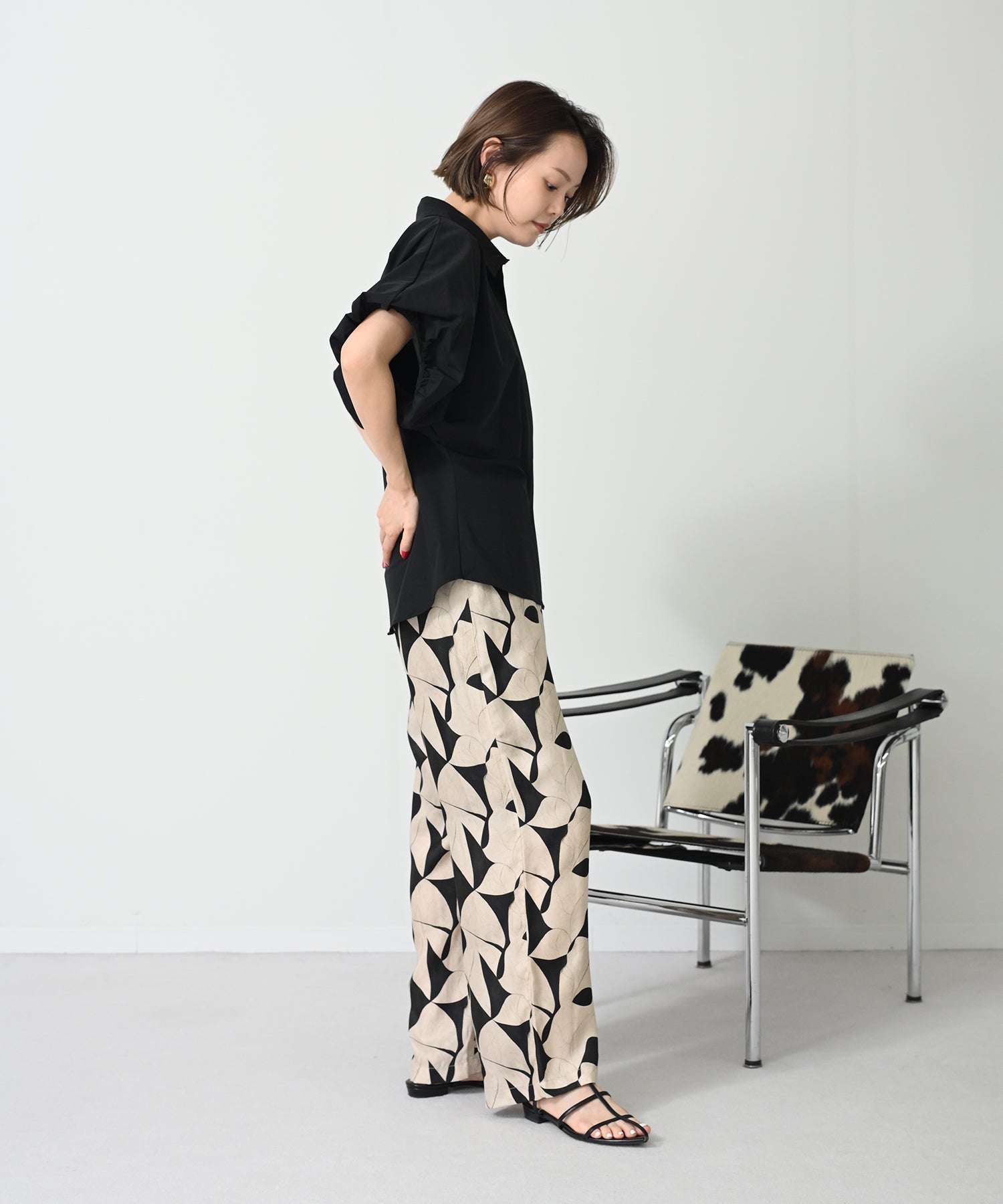 ベージュ×ブラック model :H167