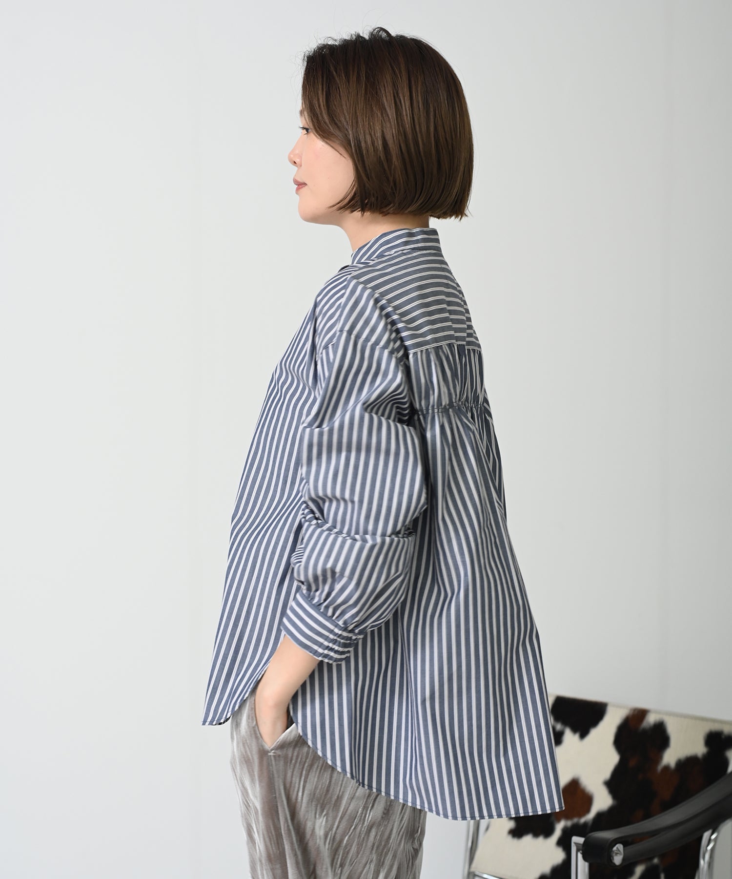 ネイビーストライプ model;H167