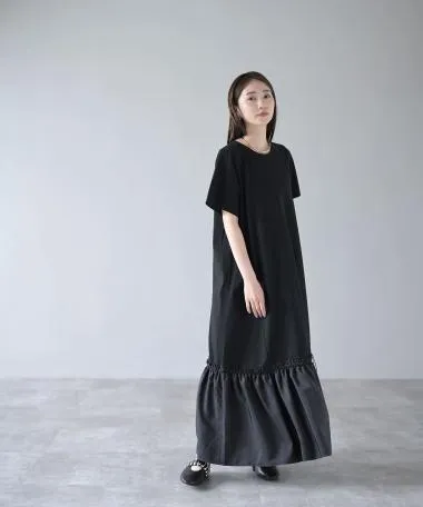 HERENCIA / Hem different material gathered dress