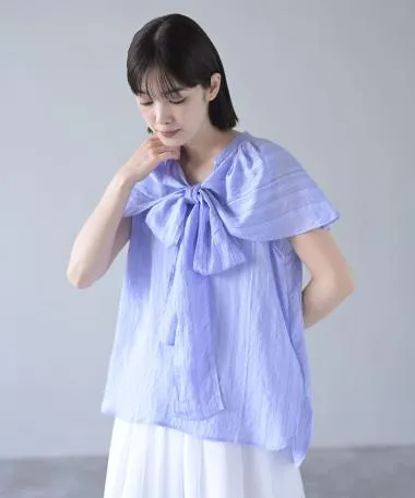 HERENCIA / striped blouse with ribbon