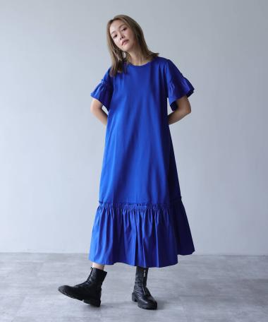 HERENCIA /  Different material docking cut dress
