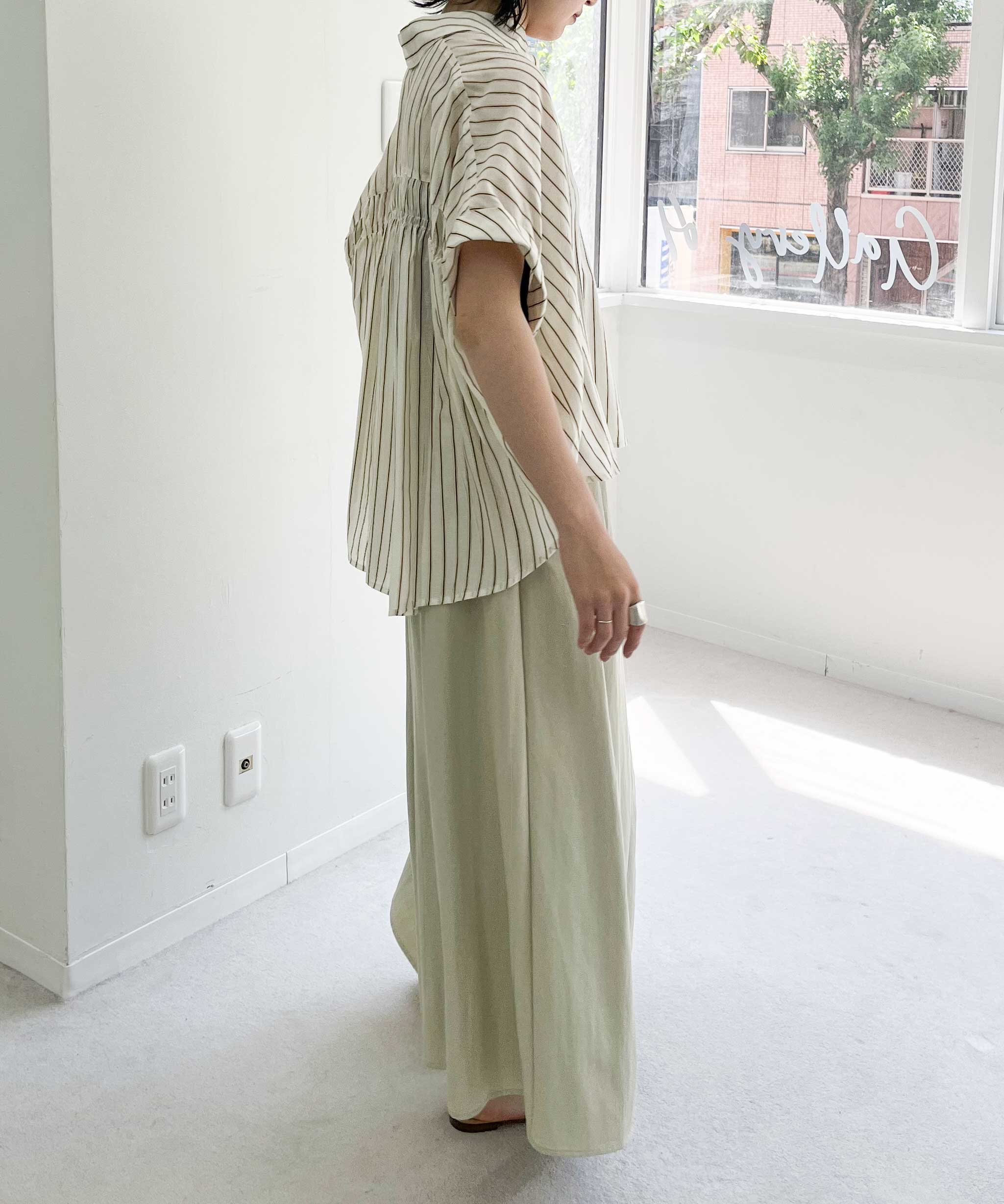 Back Shirred Striped Blouse