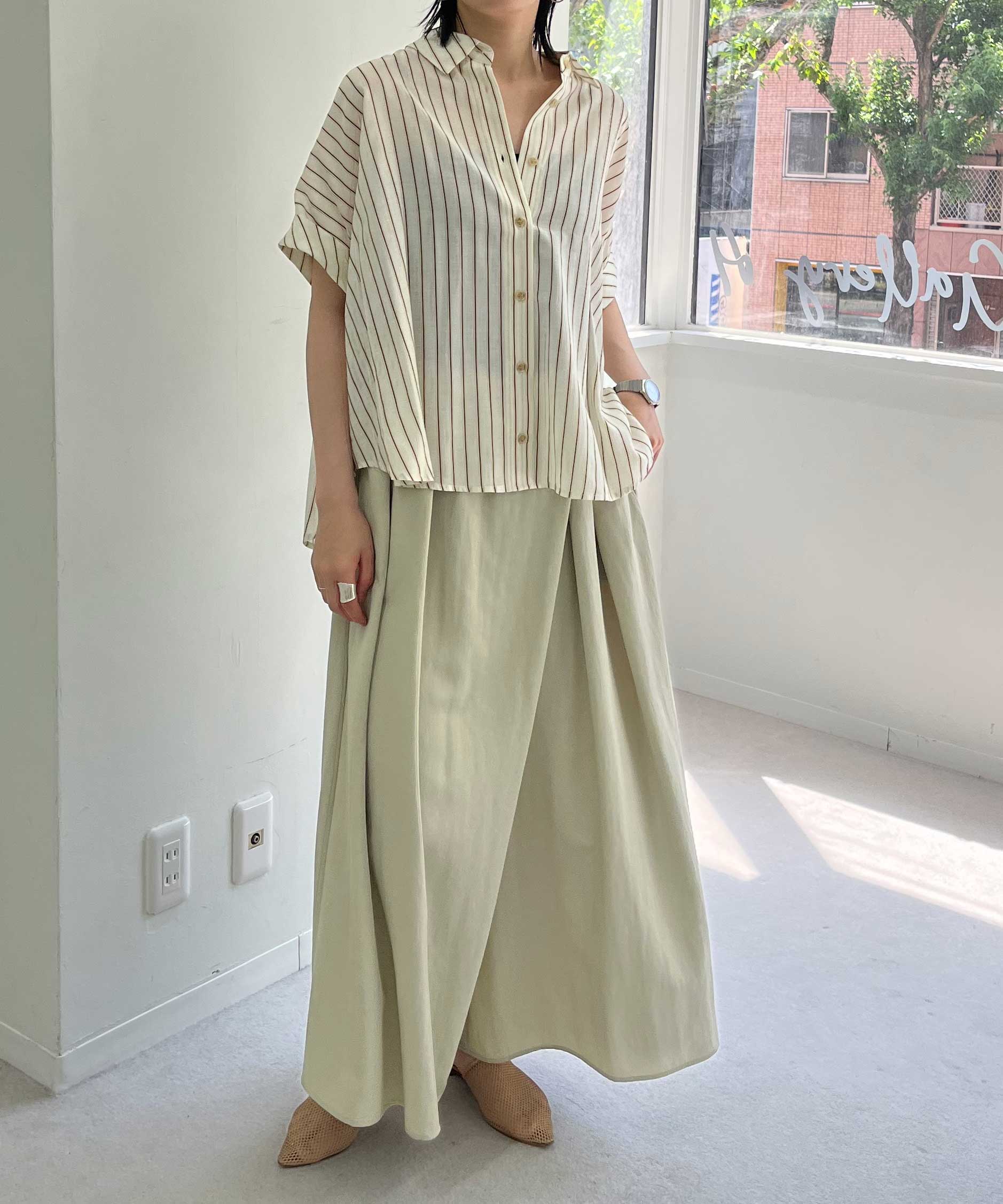 Back Shirred Striped Blouse