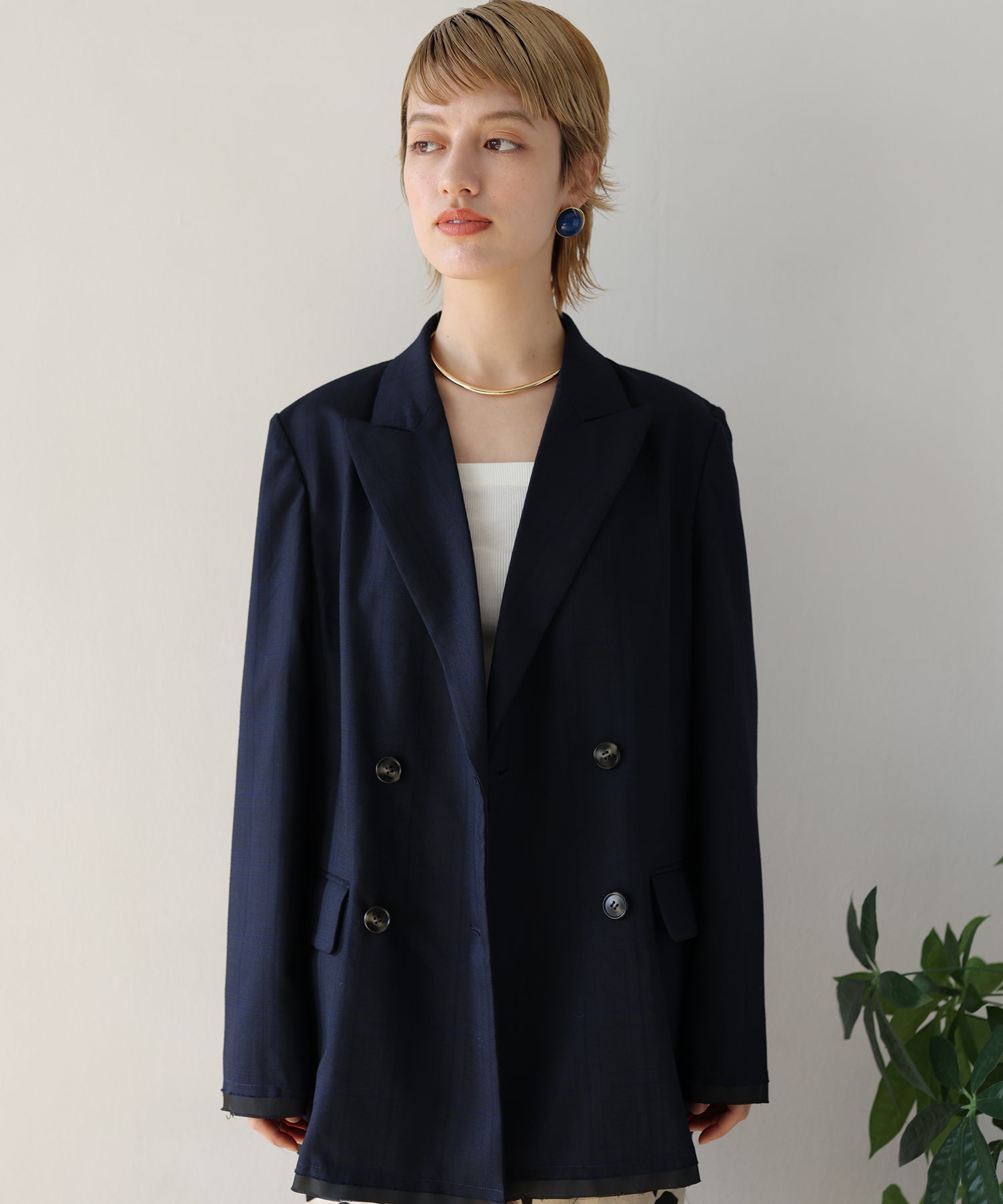 ネイビー×ブルーチェック　model：H160