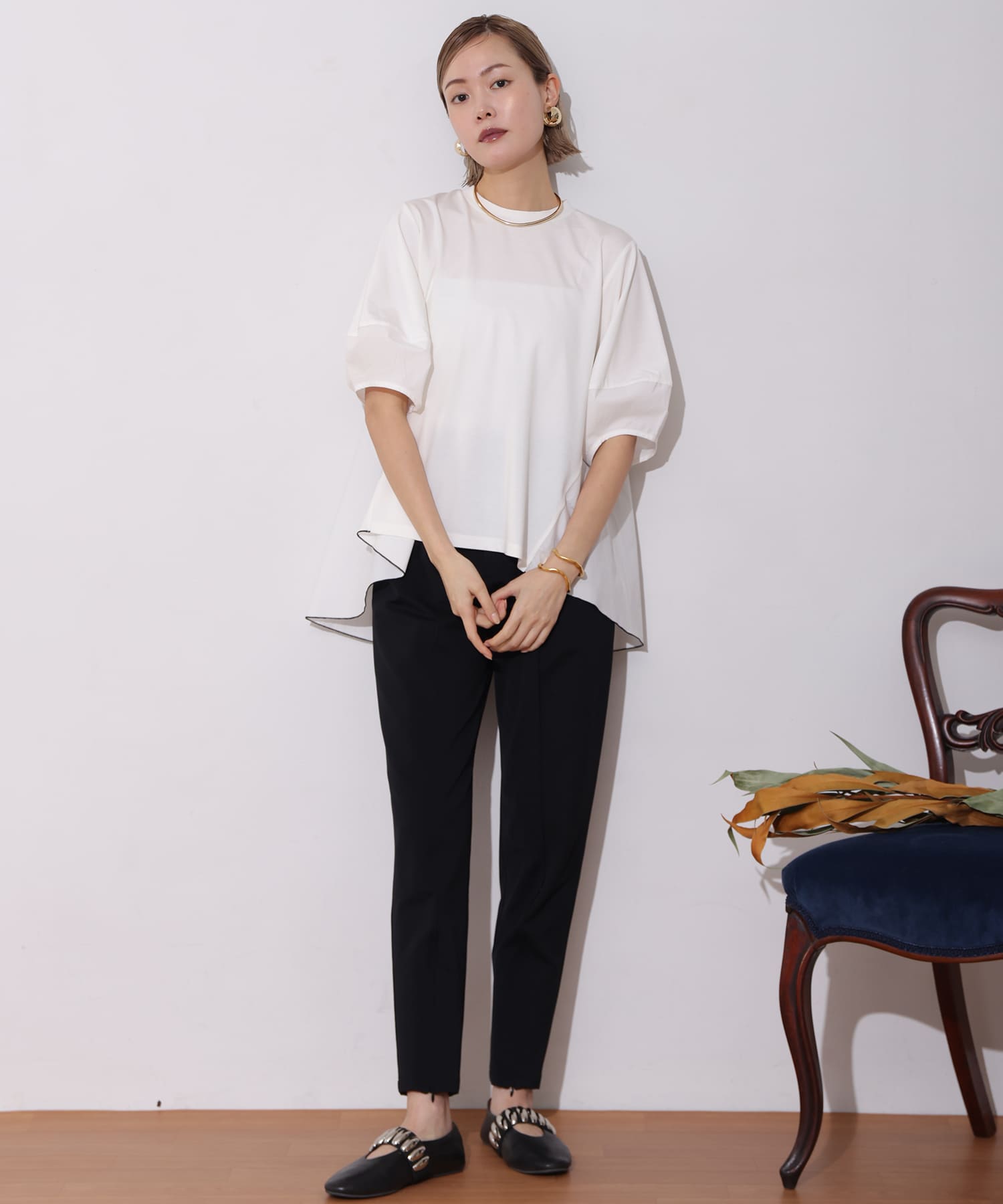 【Timesale】ジッパー裾スリットパンツ