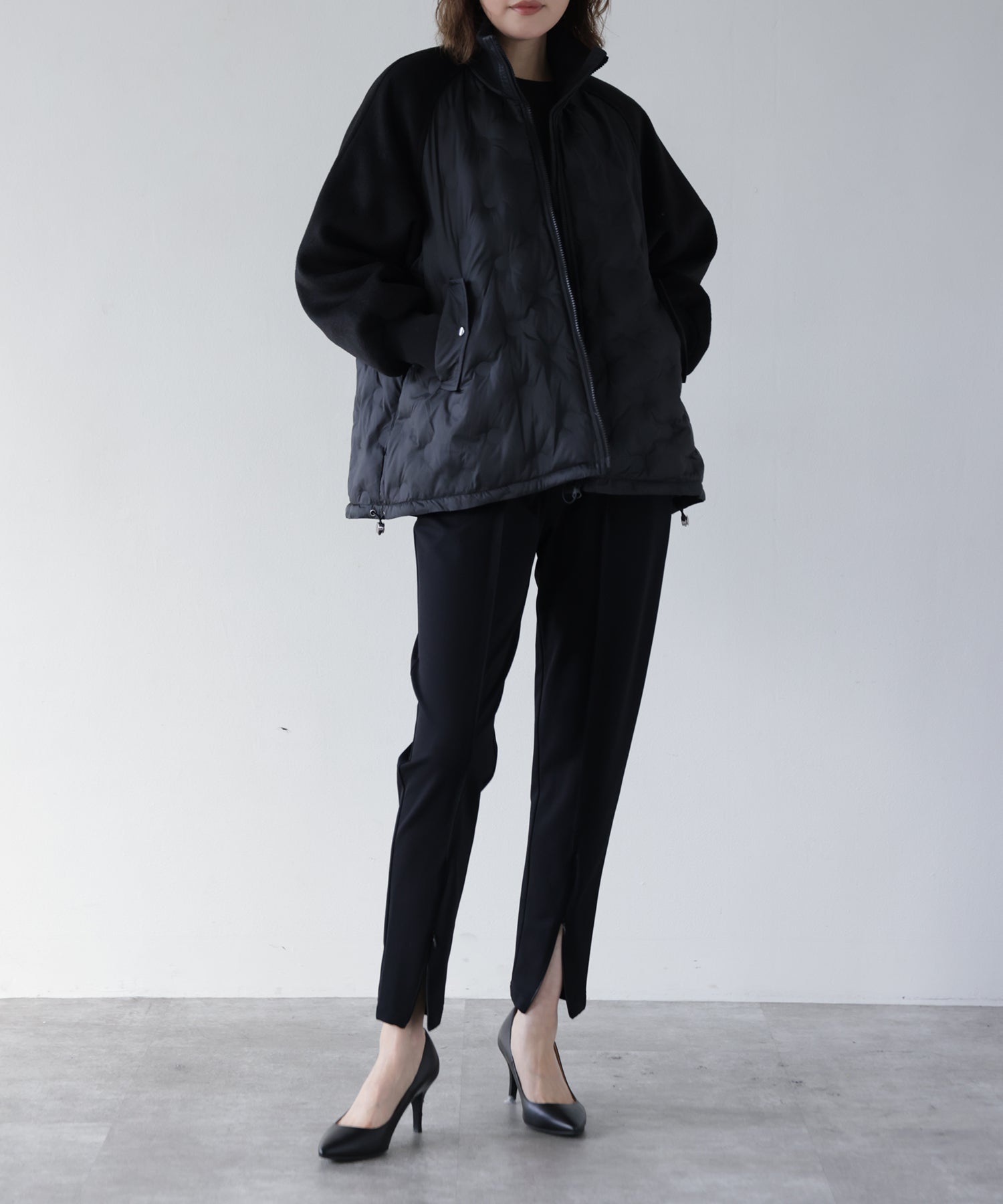 Hybrid Quilted High Neck Coat