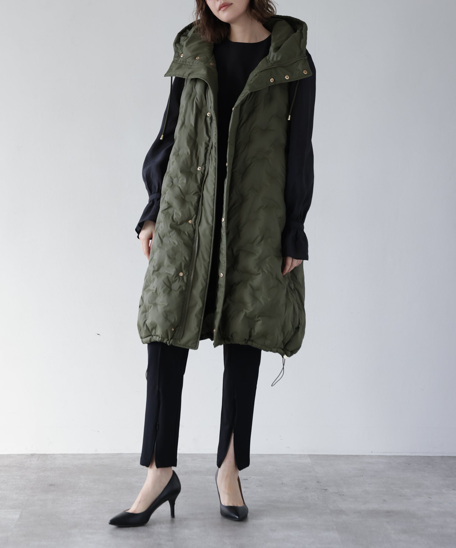 Timesale】Padded Hooded Cocoon Vest Coat