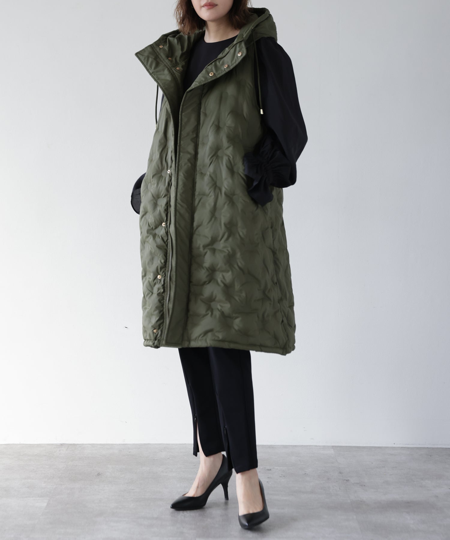 Padded Hooded Cocoon Vest Coat