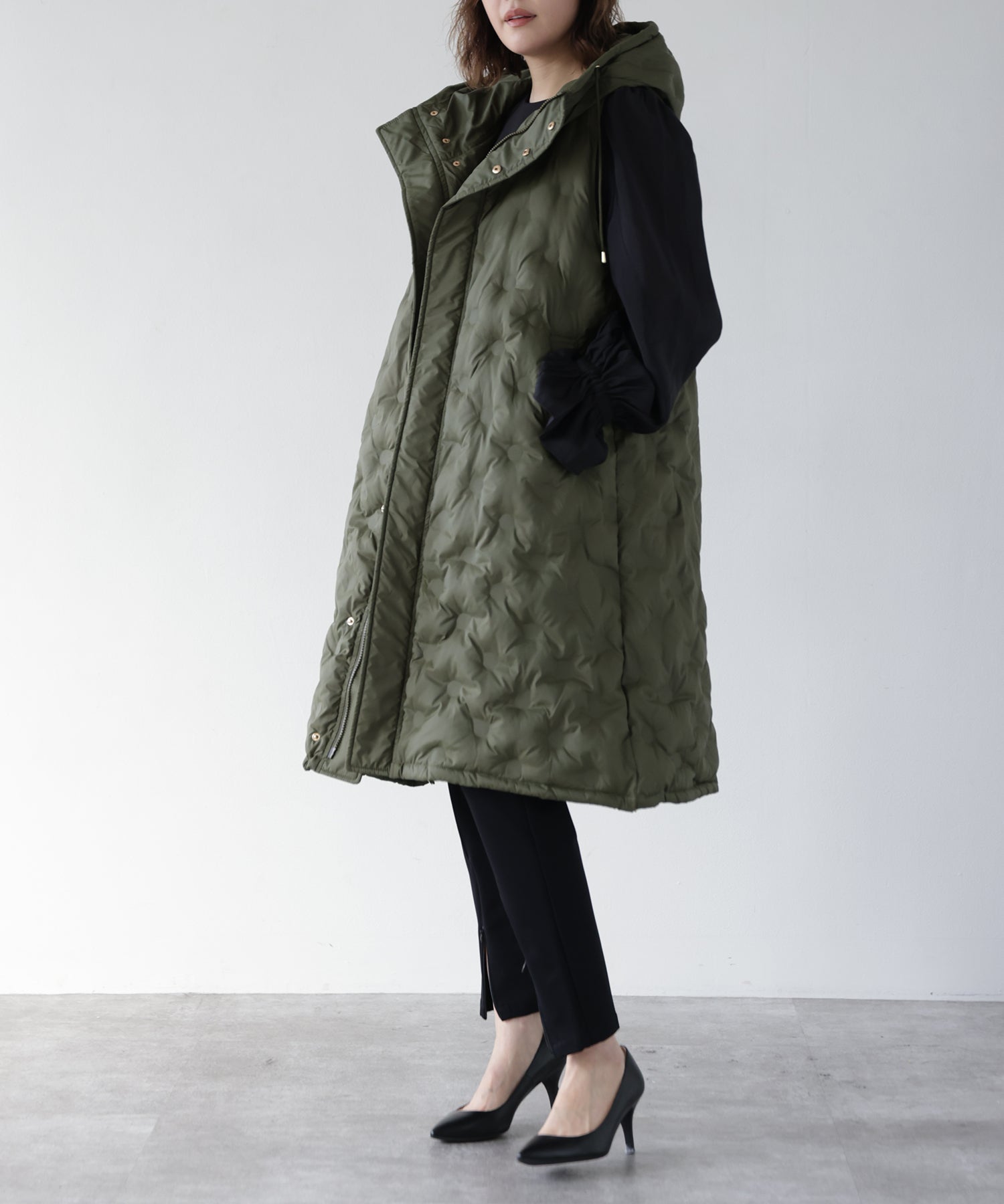 Padded Hooded Cocoon Vest Coat
