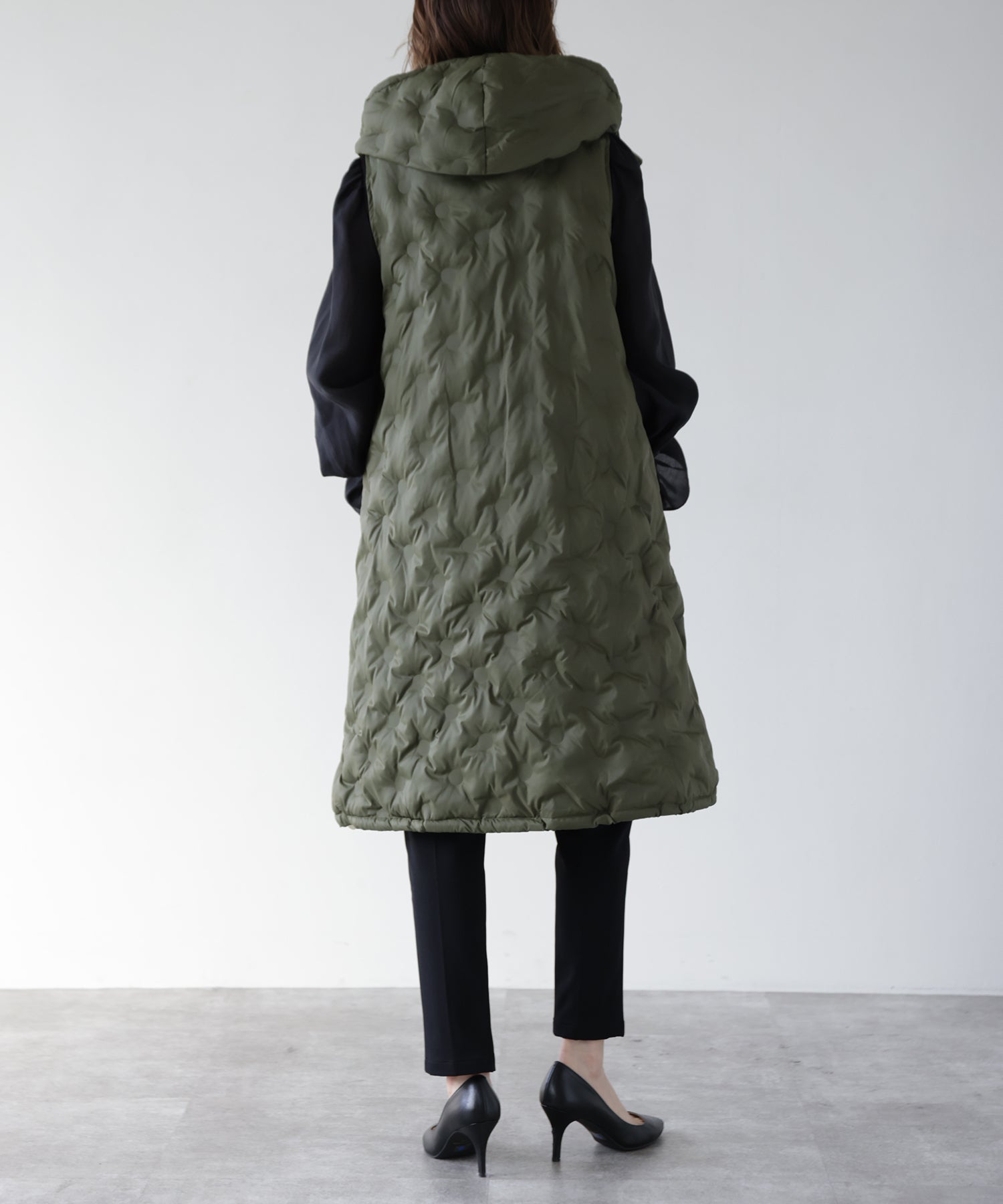 Padded Hooded Cocoon Vest Coat