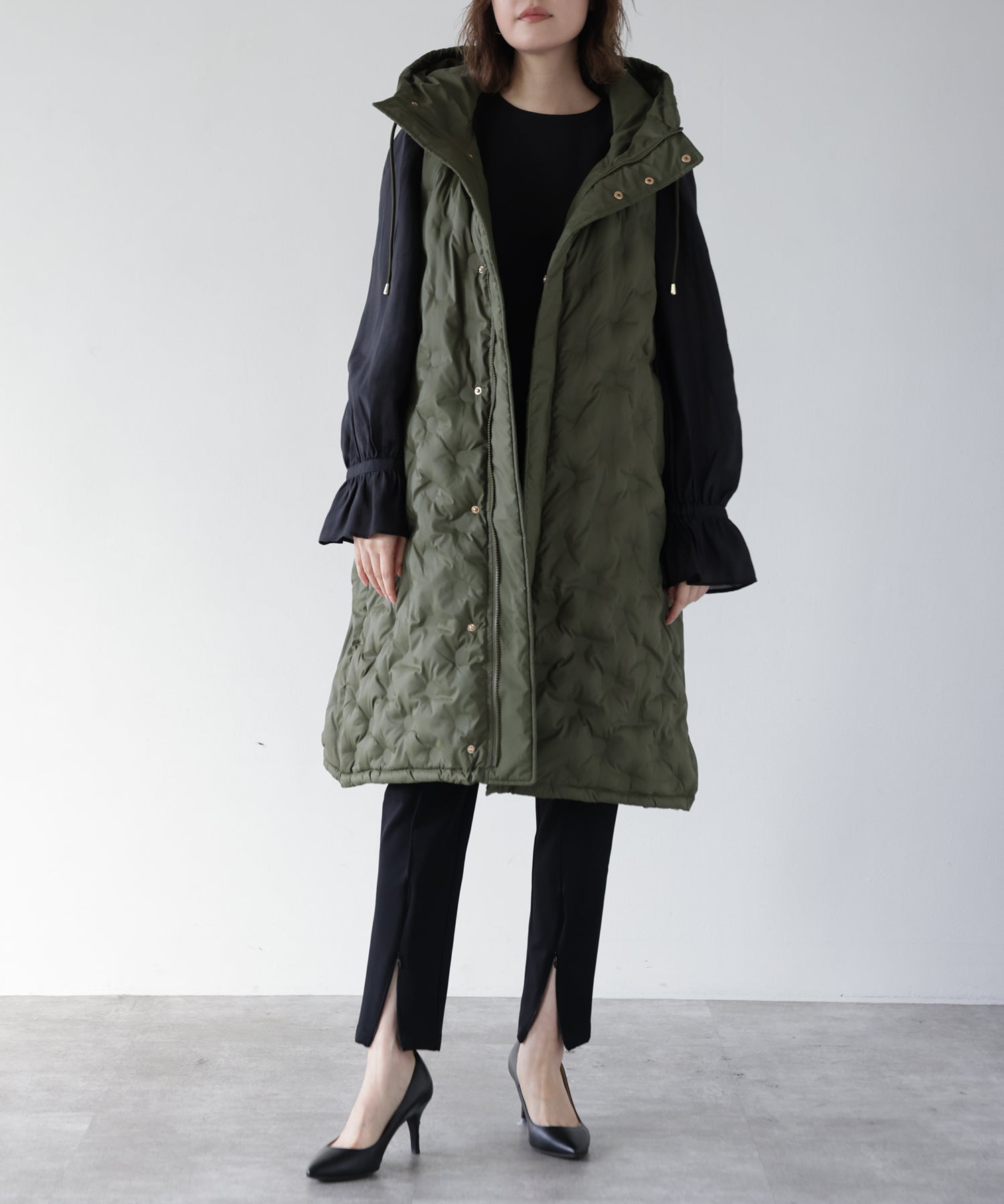 Padded Hooded Cocoon Vest Coat