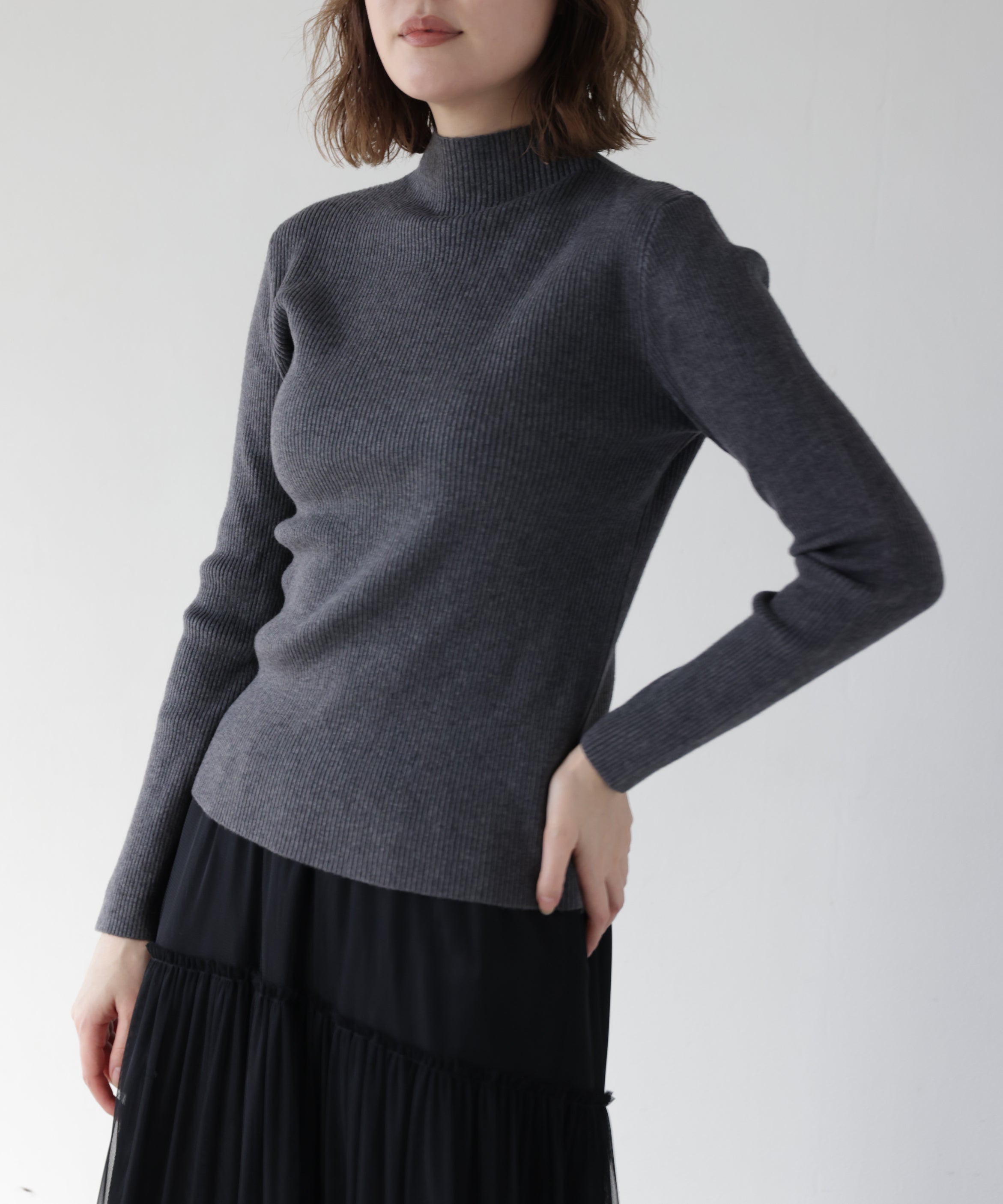 Soft Fit Rib High-Neck Knit