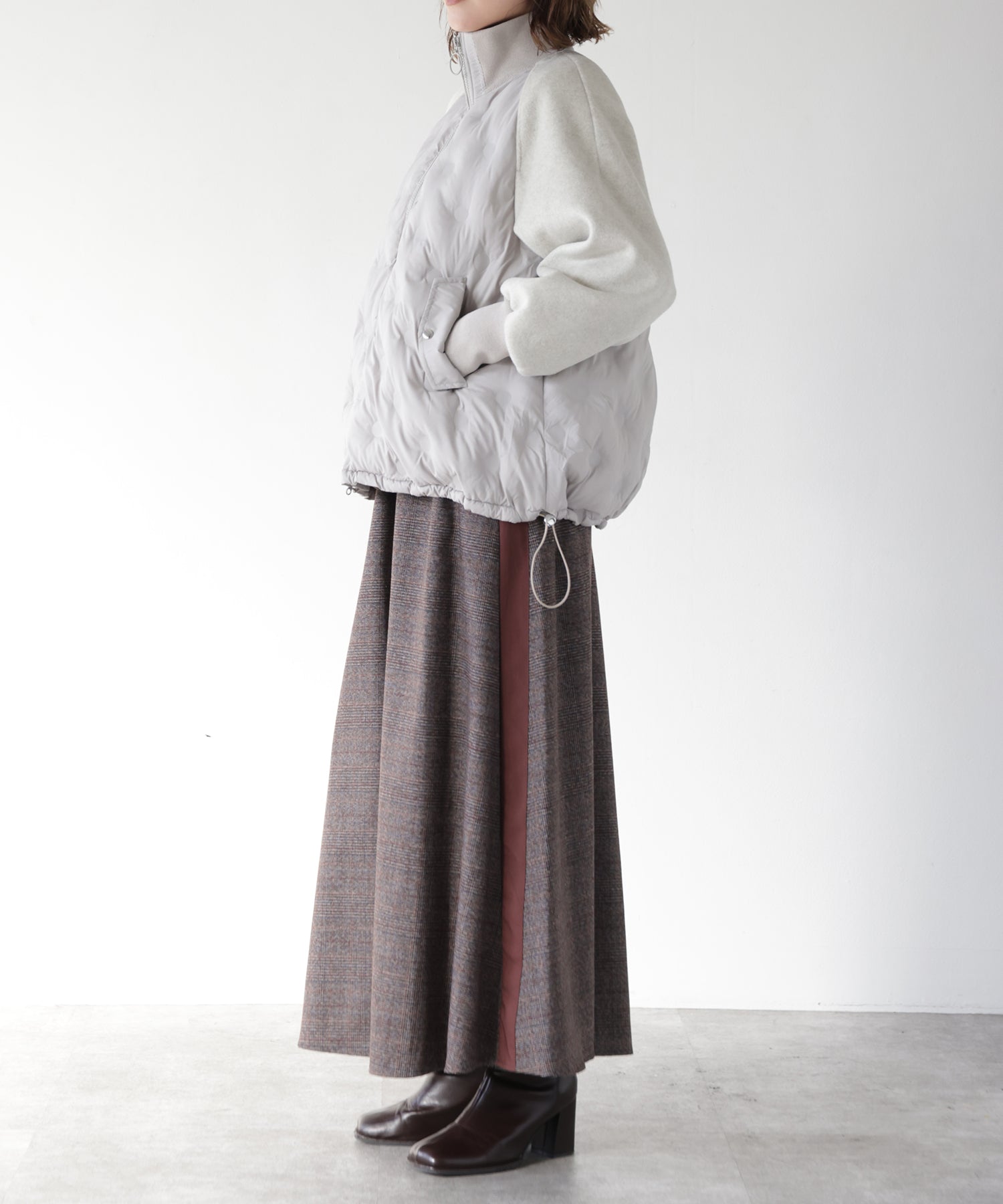 ジャケット・アウター HERENCIA High neck quilted knit coat Hybrid Quilted High Neck Coat