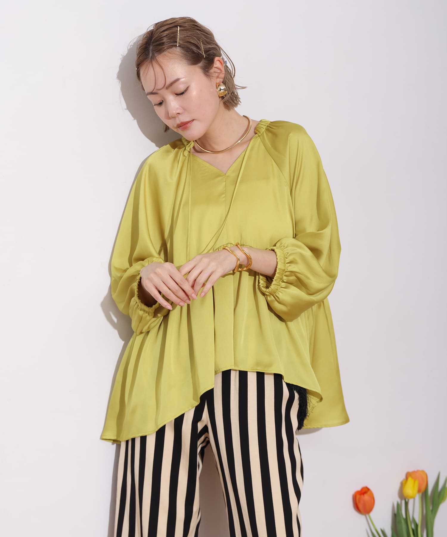■専用■美品 エリン 3,3万 総柄ギャザーブラウス タックブラウス ELIN タックギャザーブラウス ｜INED（イネド）｜フランドル（FLANDRE