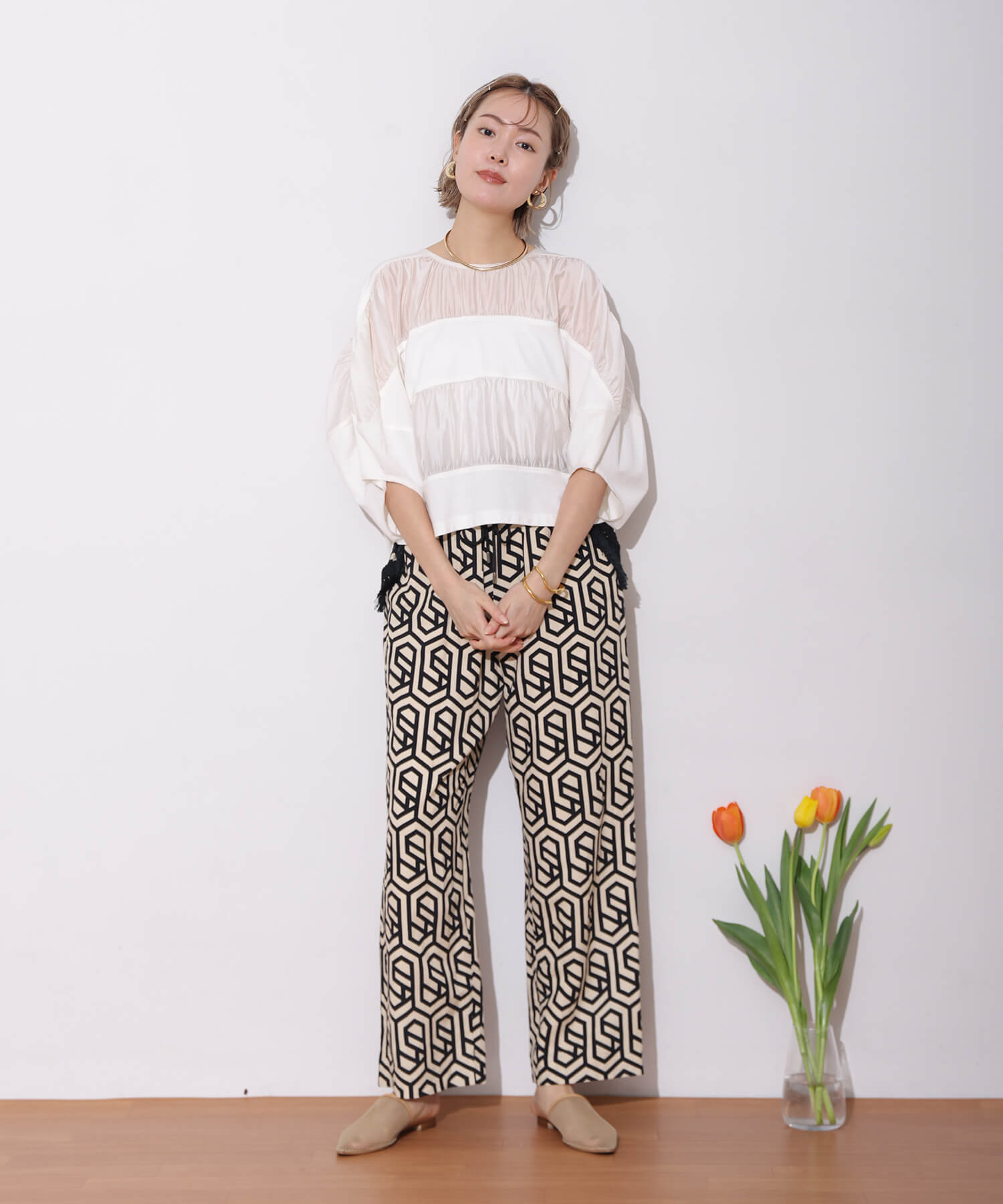 【Timesale】切り替えシアーコクーントップス