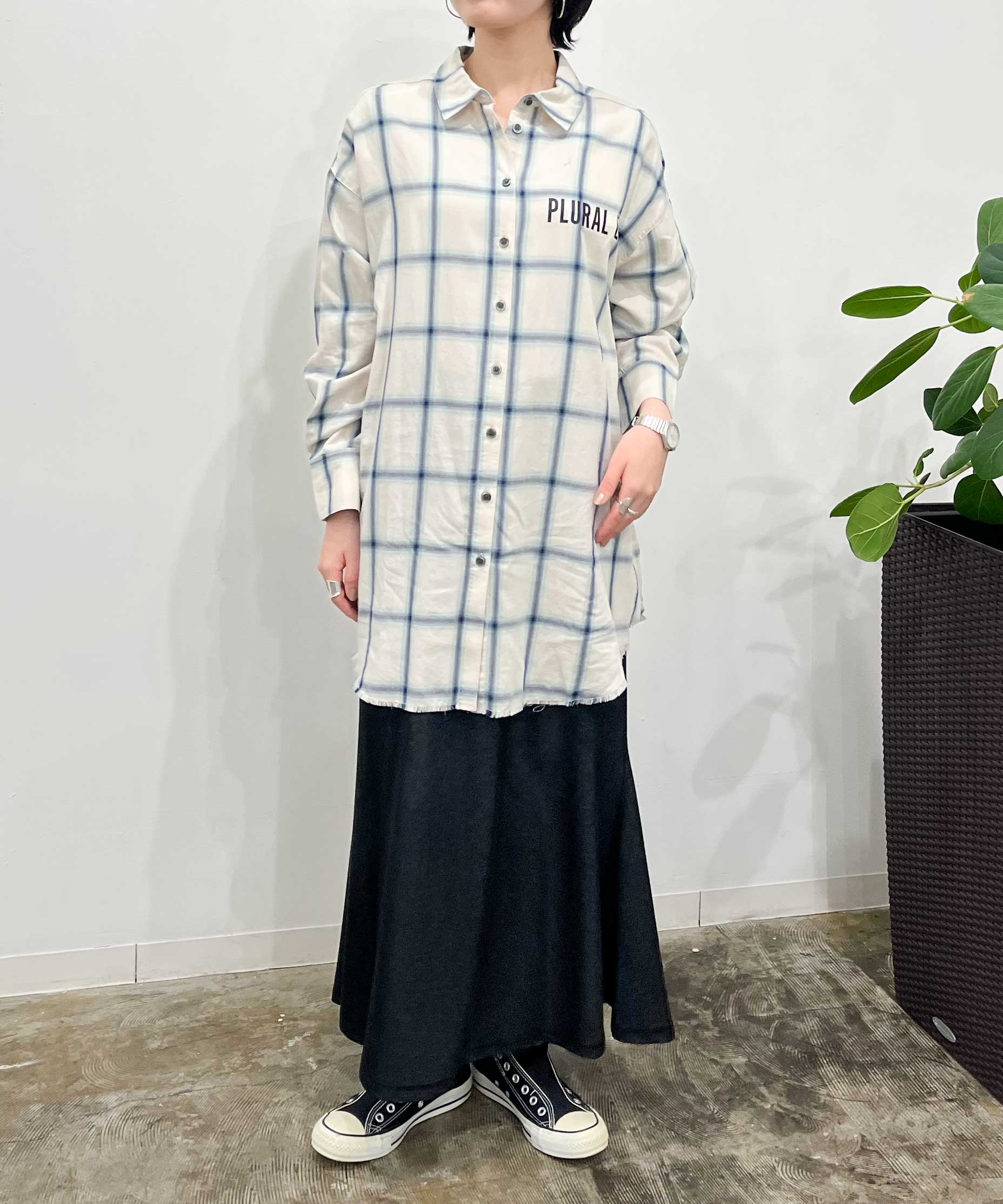 PLURAL Soft Check Long Shirt