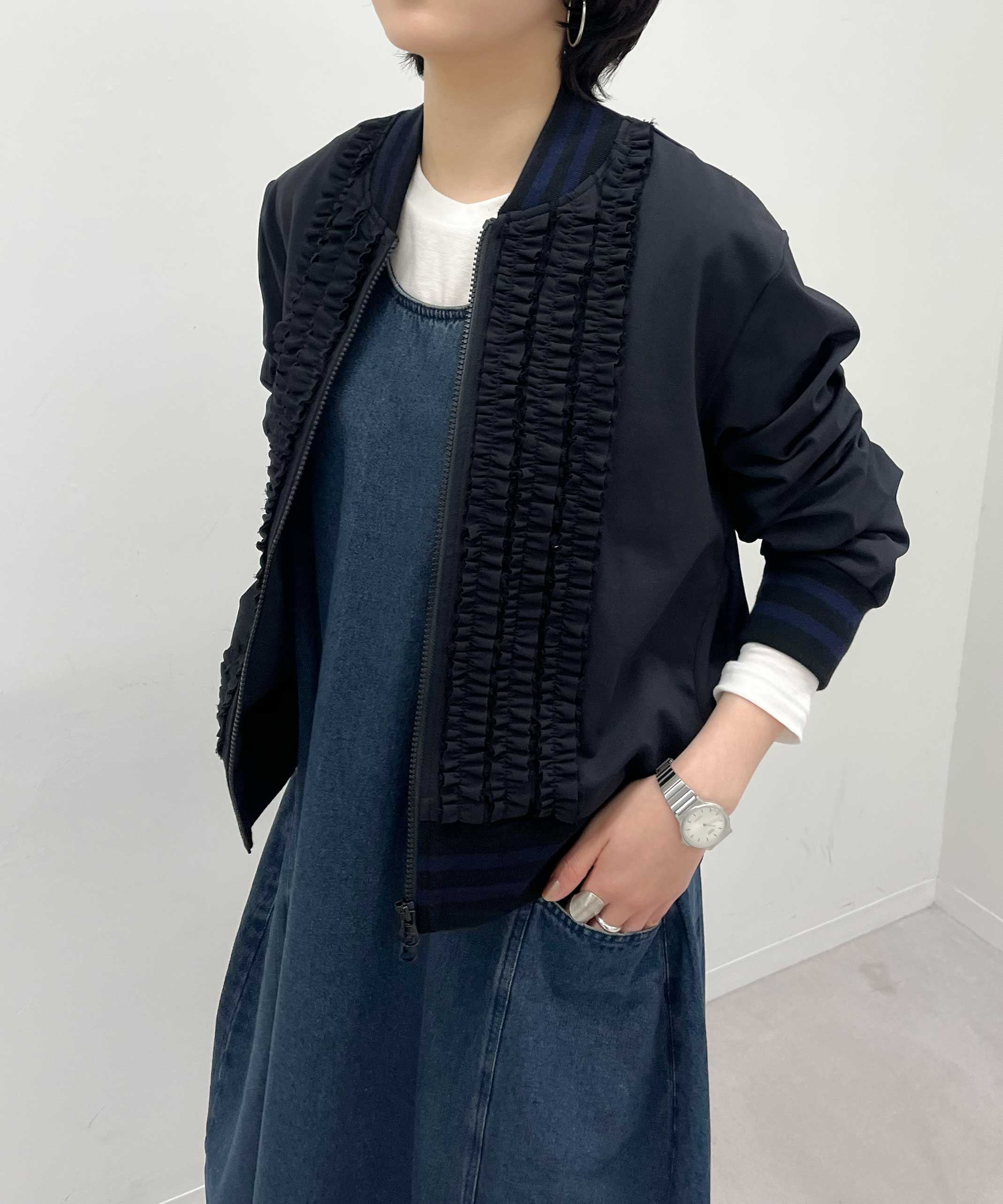 大人気につき再入荷】Border Front Frill Blouson