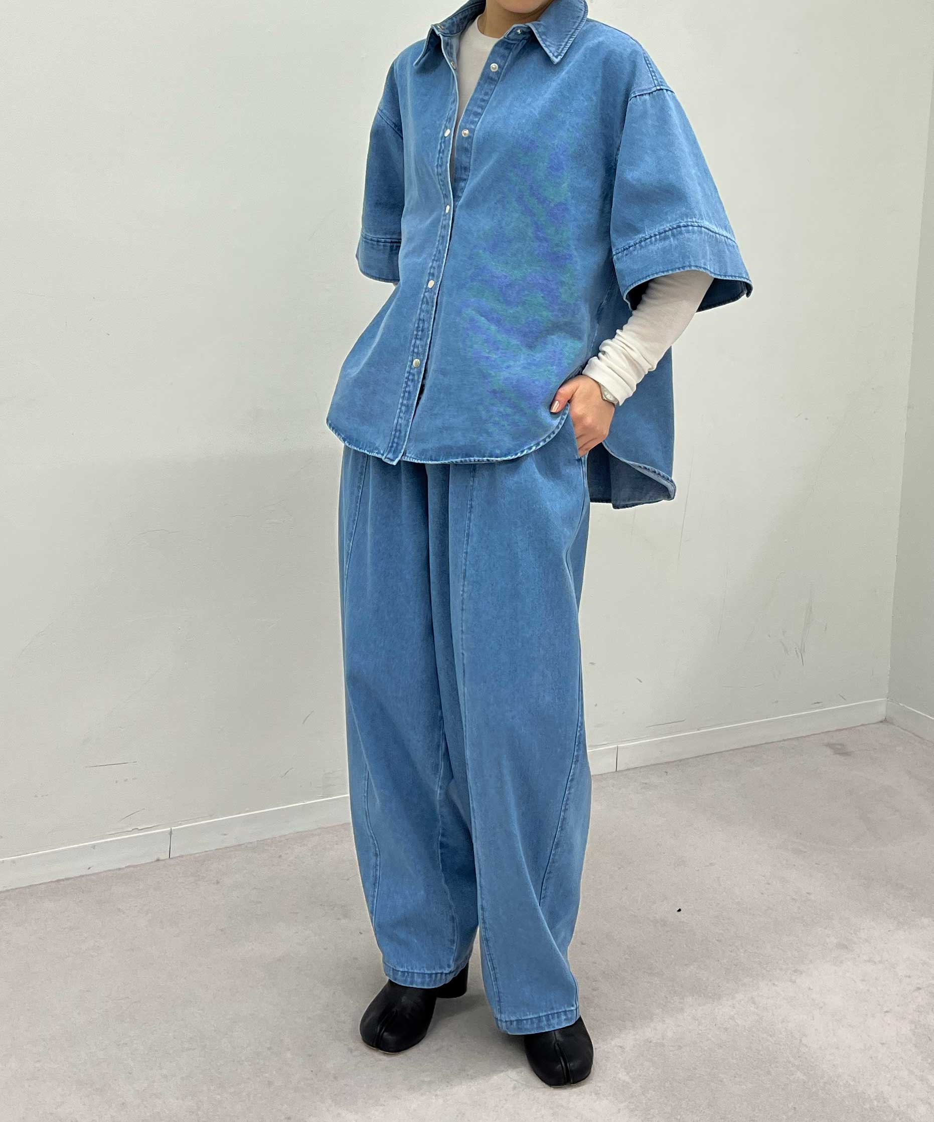 Denim Tuck Cocoon Pants