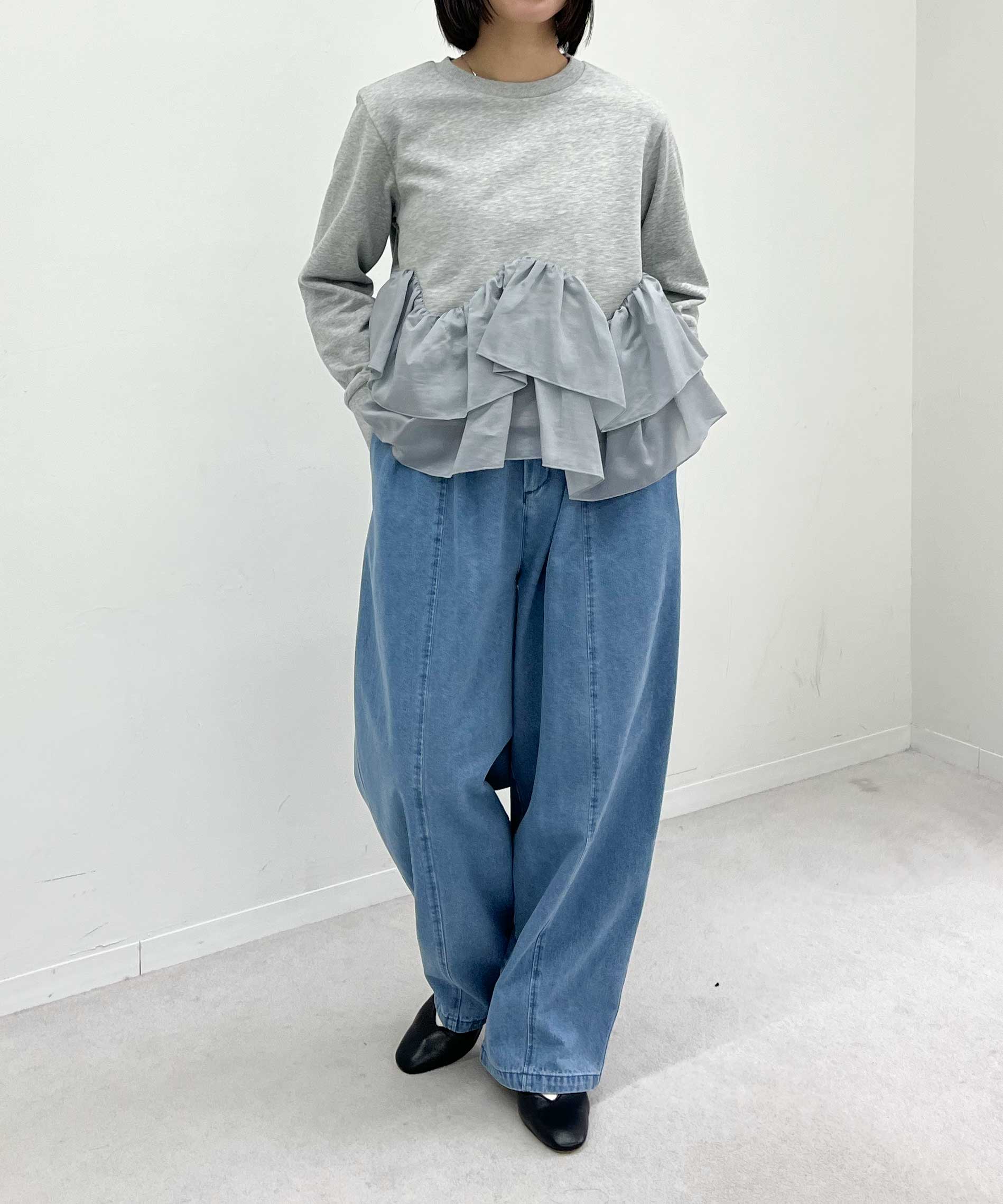 Denim Tuck Cocoon Pants
