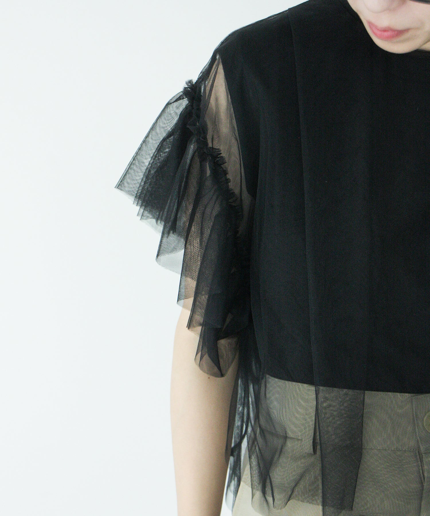 【新品・未使用】Herencia アシンメトリーフリルチュール付きカットソー アシンメトリーフリルチュール付きカットソー