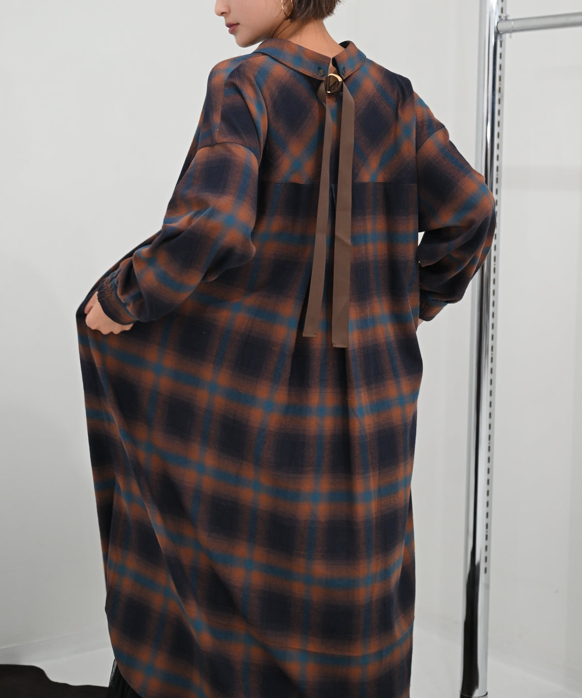 ブラウンチェック　model：H166cm