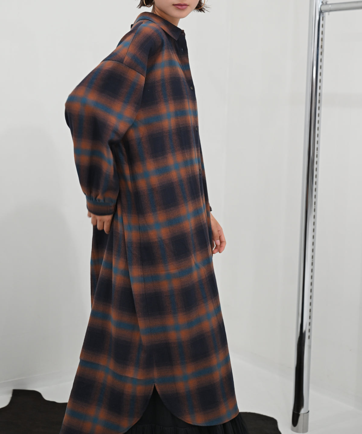 ブラウンチェック　model：H166cm