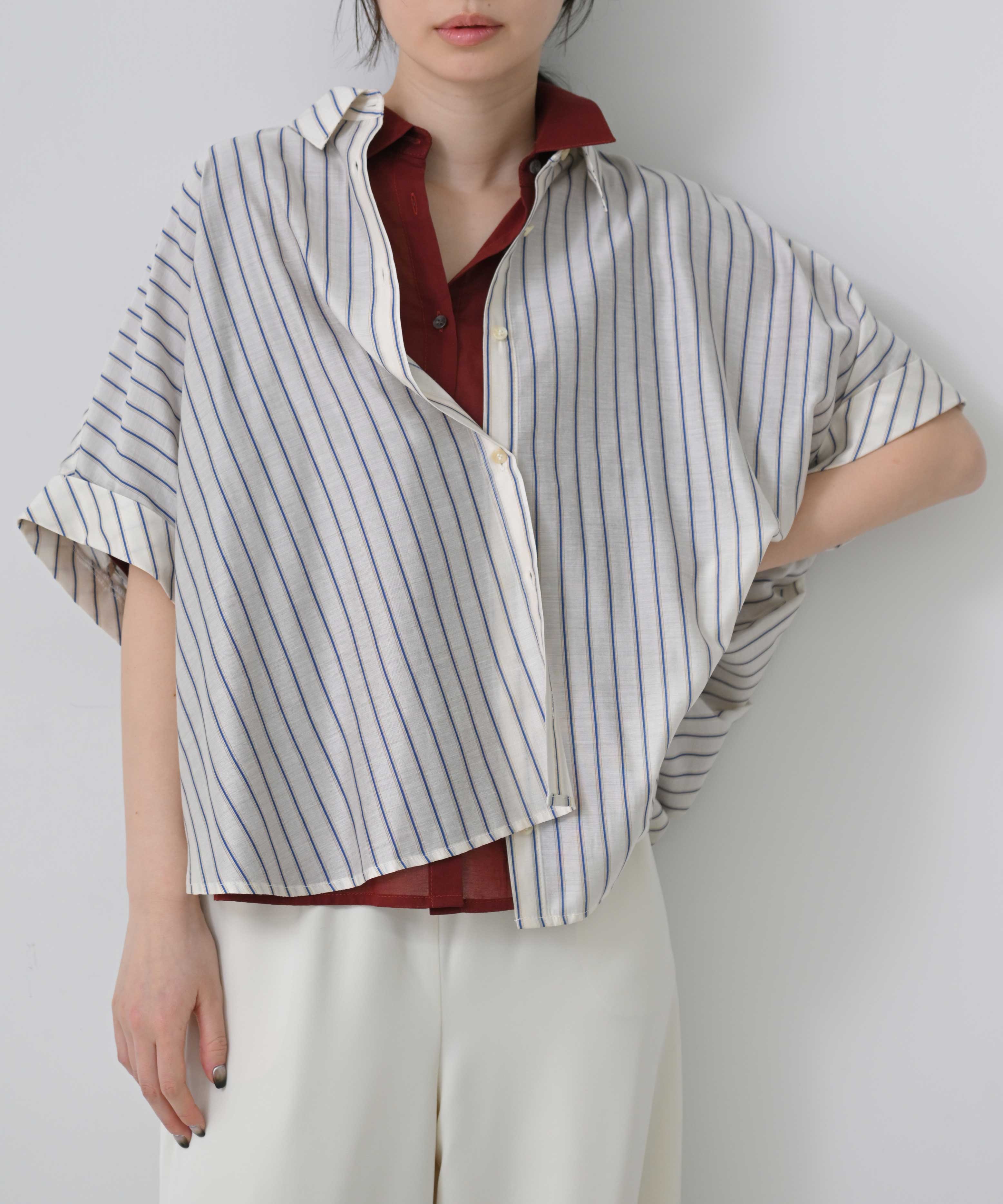 Back Shirred Striped Blouse