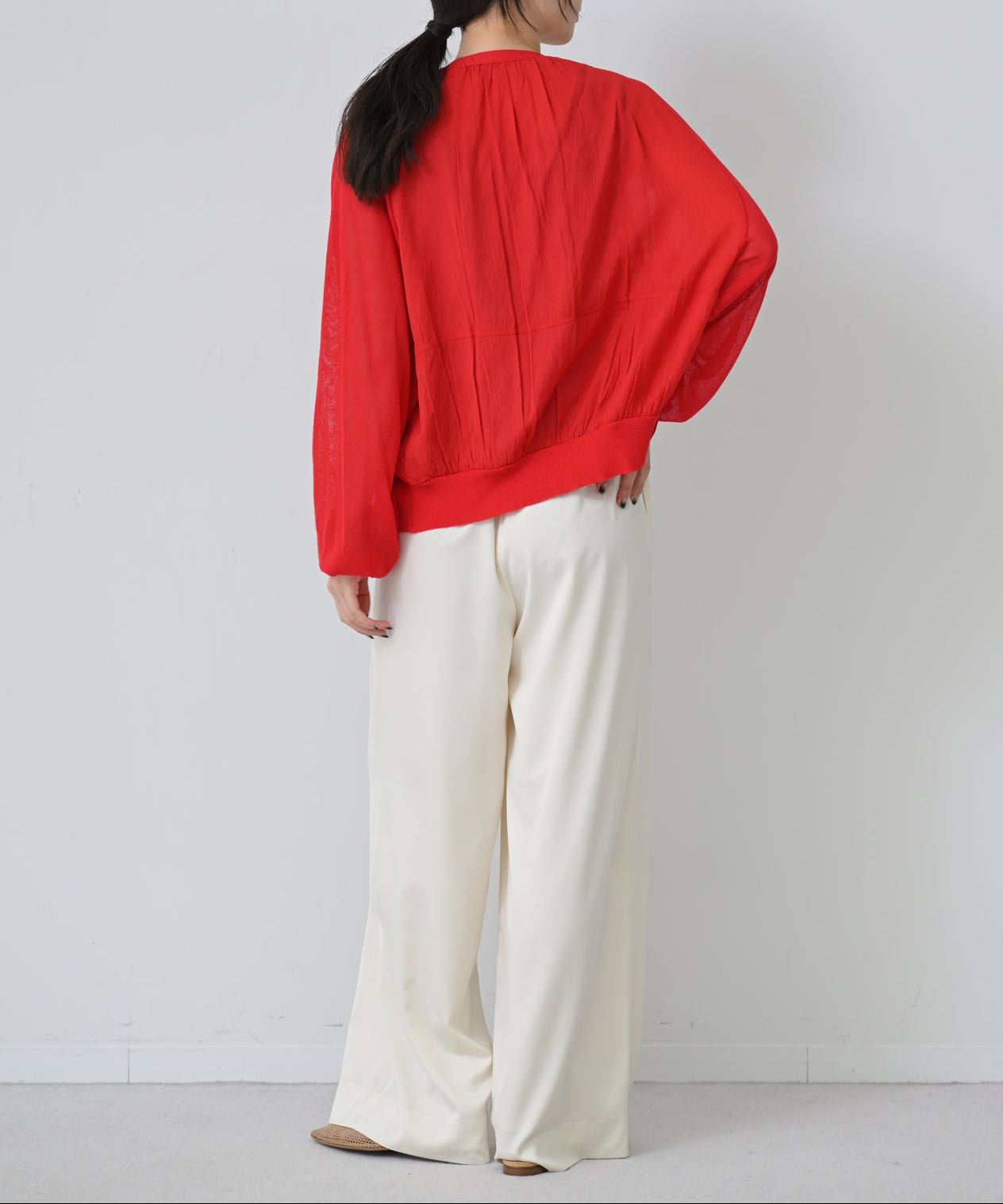 Sheer Gather Sleeve Cardigan