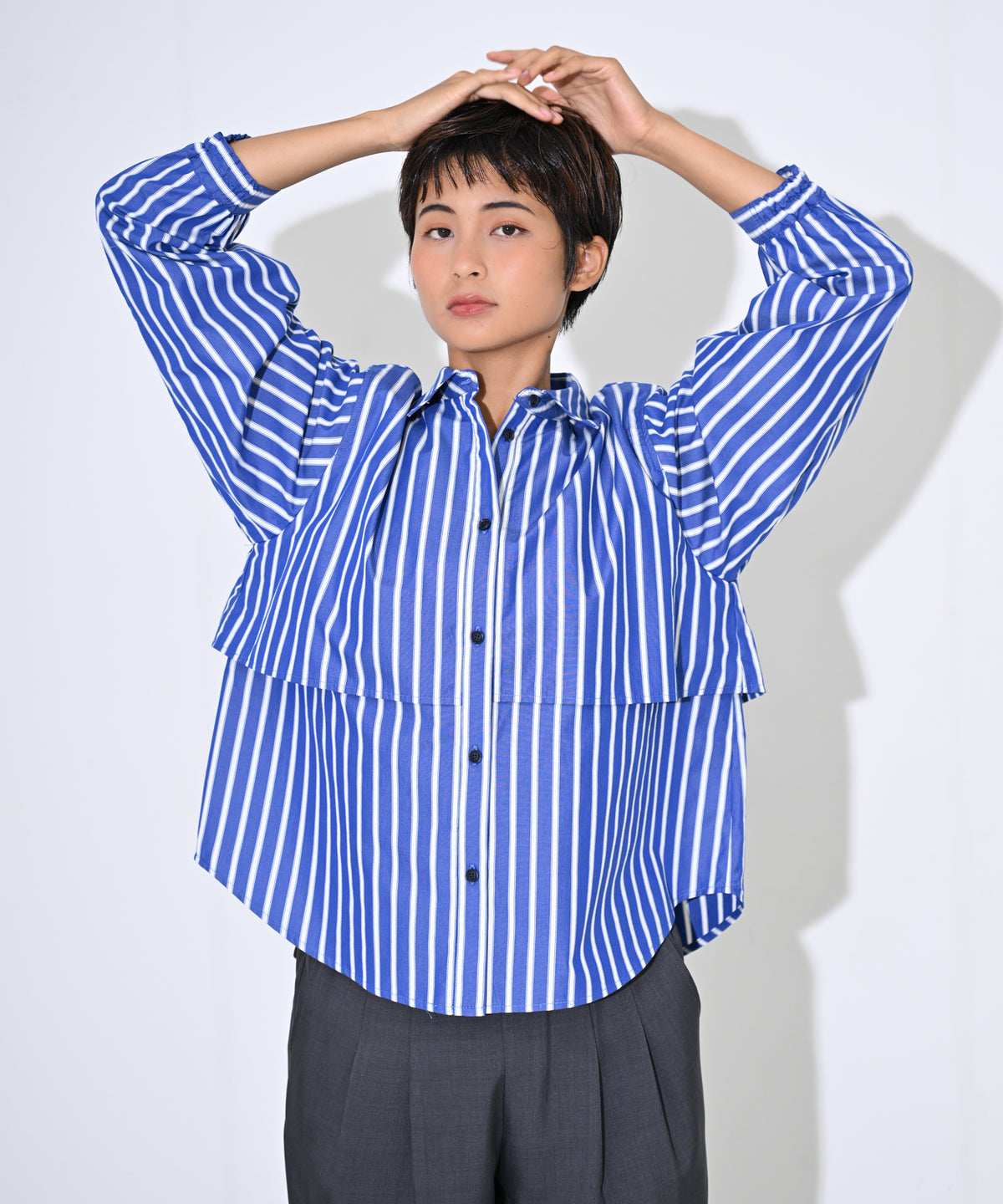 ブルー×オフホワイト　model：H166cm