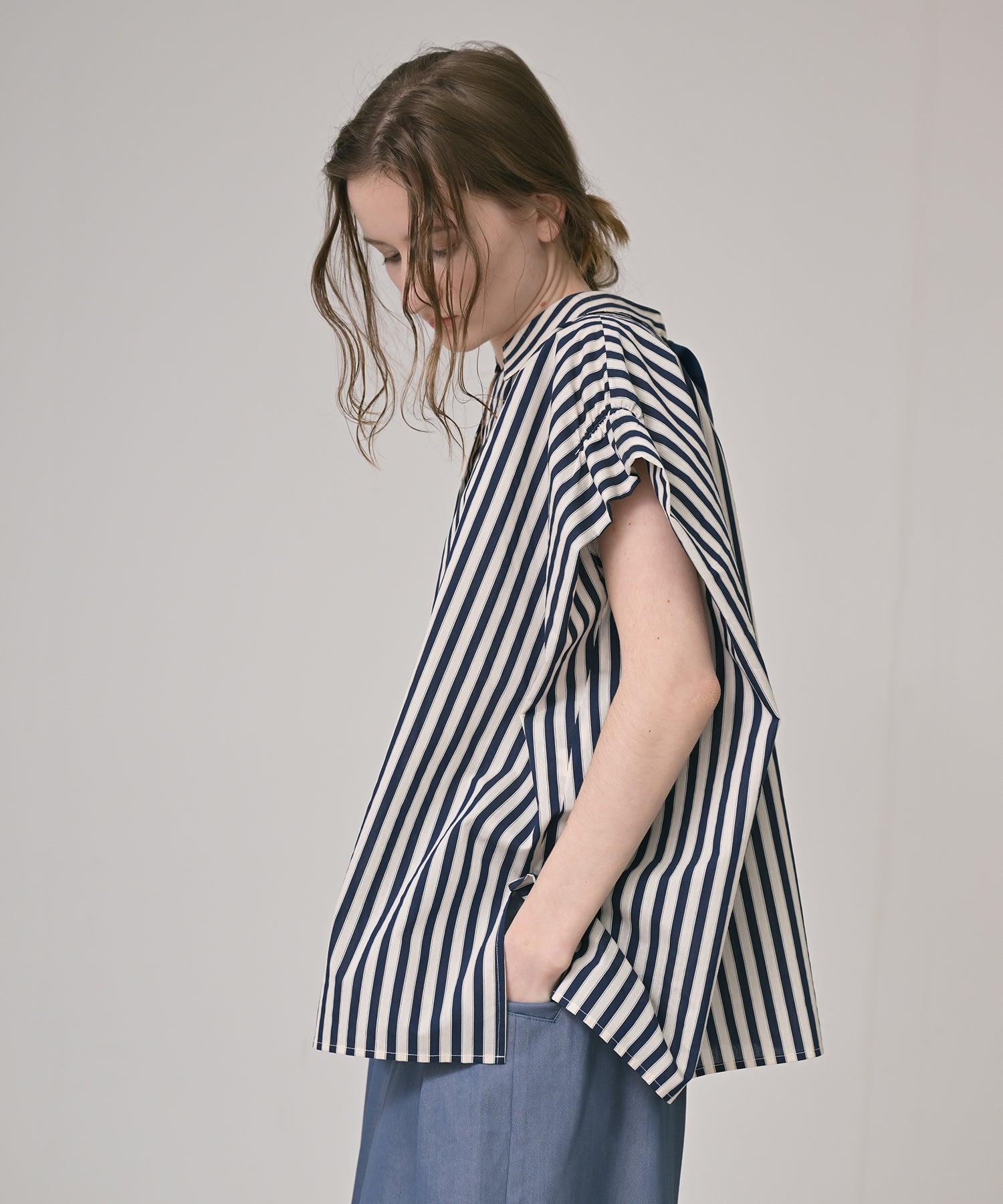 新品タグ付　Eaphi MULTI WAY STRIPE BLOUSE blouse