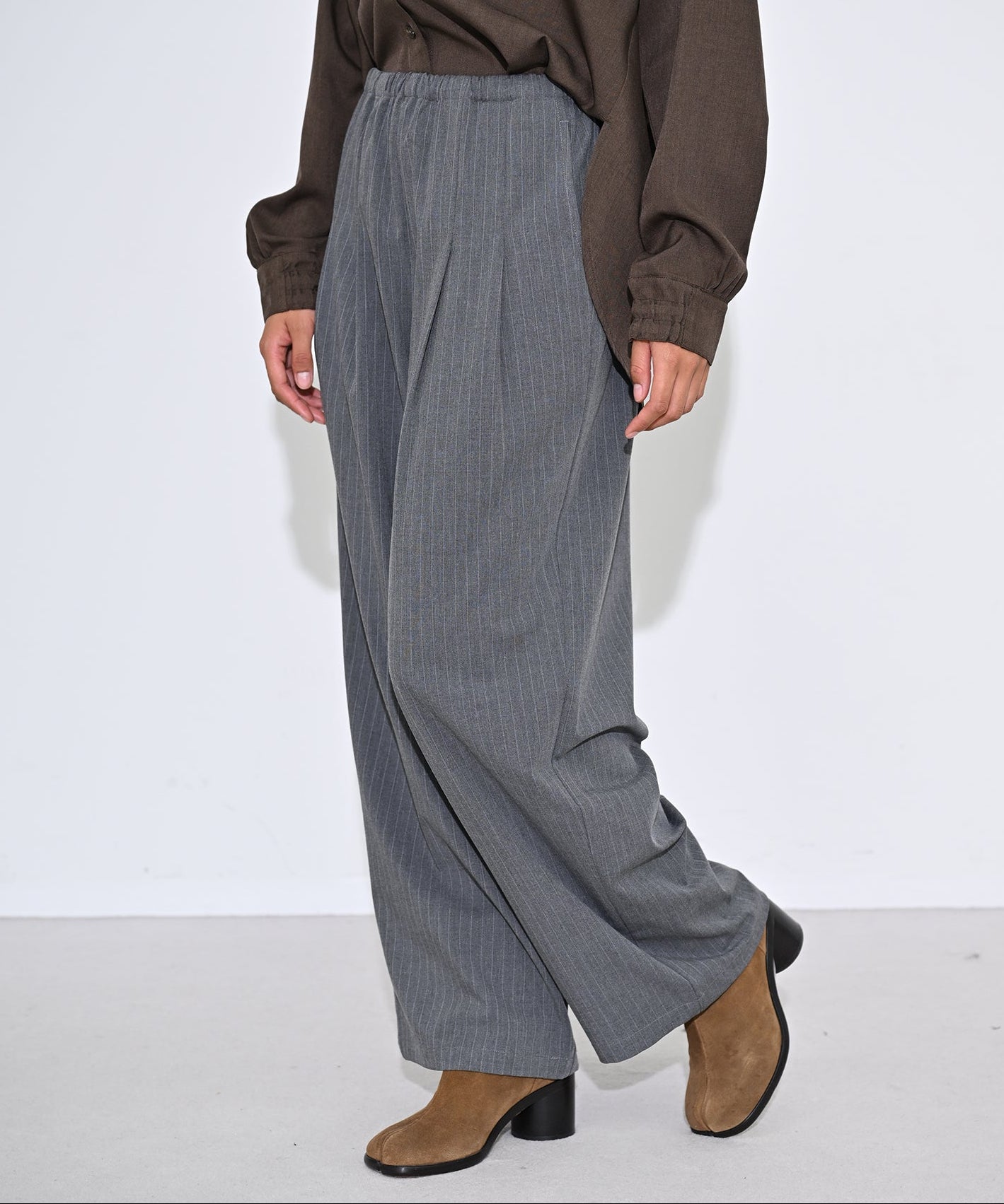 Pinstripe Relaxed Wide Tuck Pants