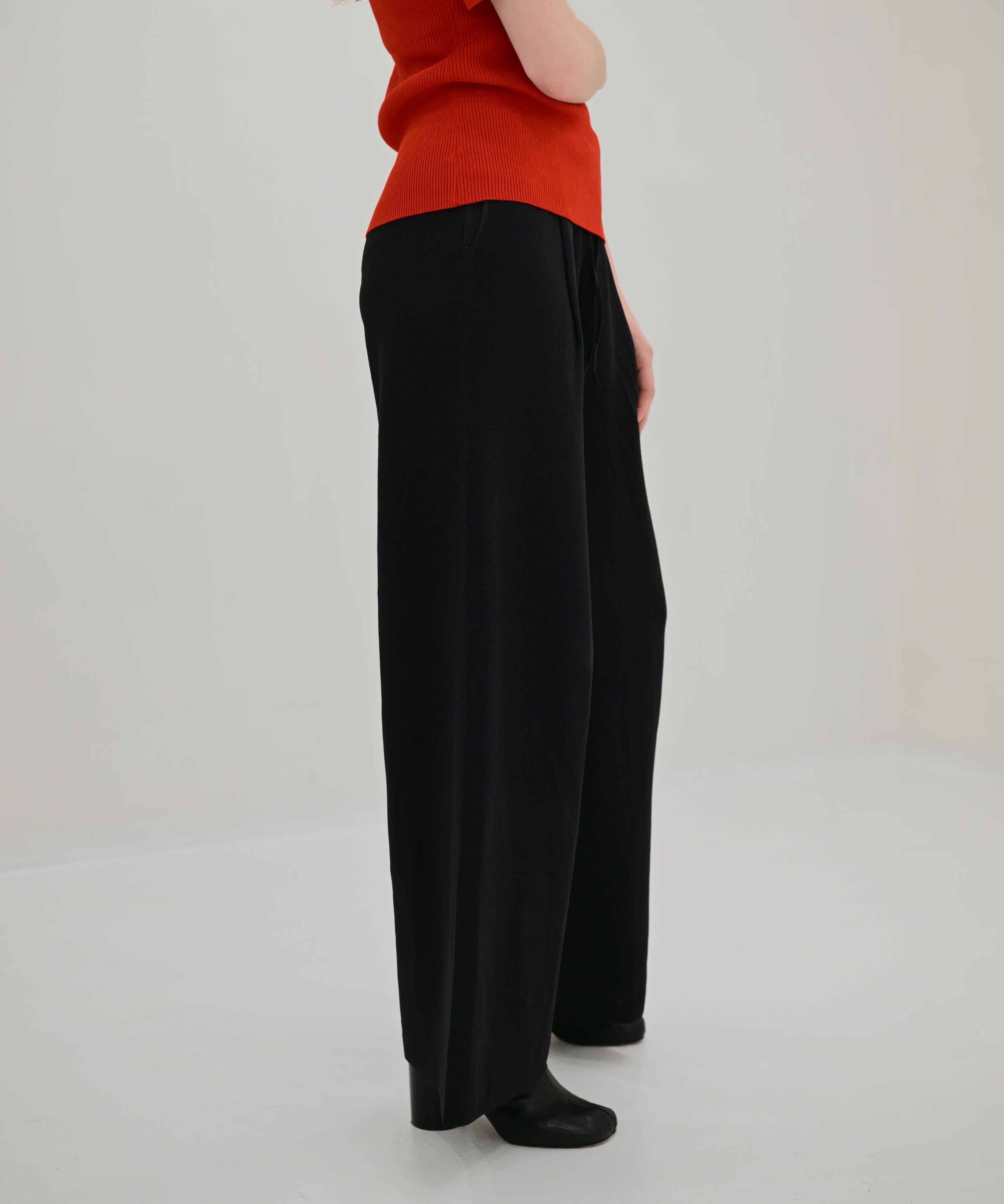 juemiニットパンツ　ブラック Wide-leg knit pants