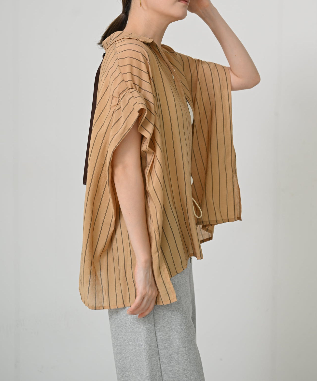 Sheer Back Ribbon Blouse